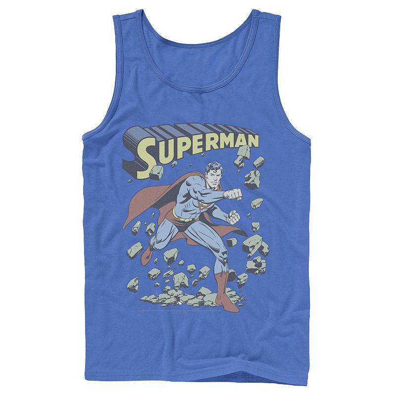 Men's DC Comics Superman With Rocks Vintage Poster Tank Top,  Product Image