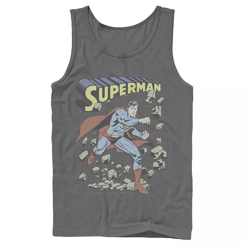 Men's DC Comics Superman Smash Rocks Vintage Poster Tank Top,  Product Image