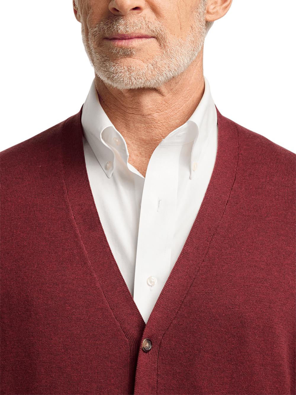 Supima Cotton Button Front Cardigan - Burgundy Product Image