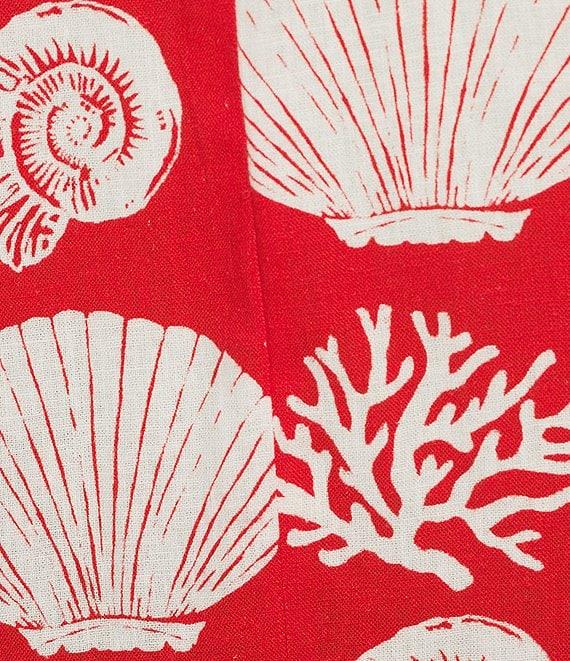 SAIL to SABLE Sea Stripe Print Mandarin Collar Short Puff Sleeve Midi Dress Product Image