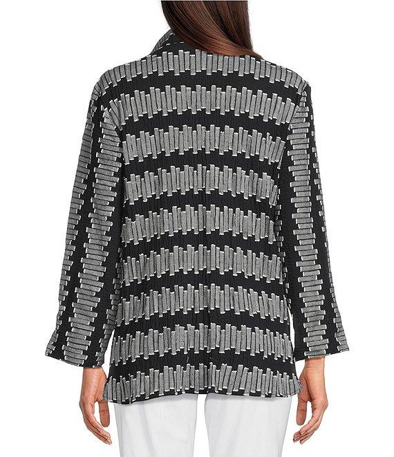 Ali Miles Jacquard Wire Collar 3/4 Cuff Sleeve Button Front Tunic Product Image