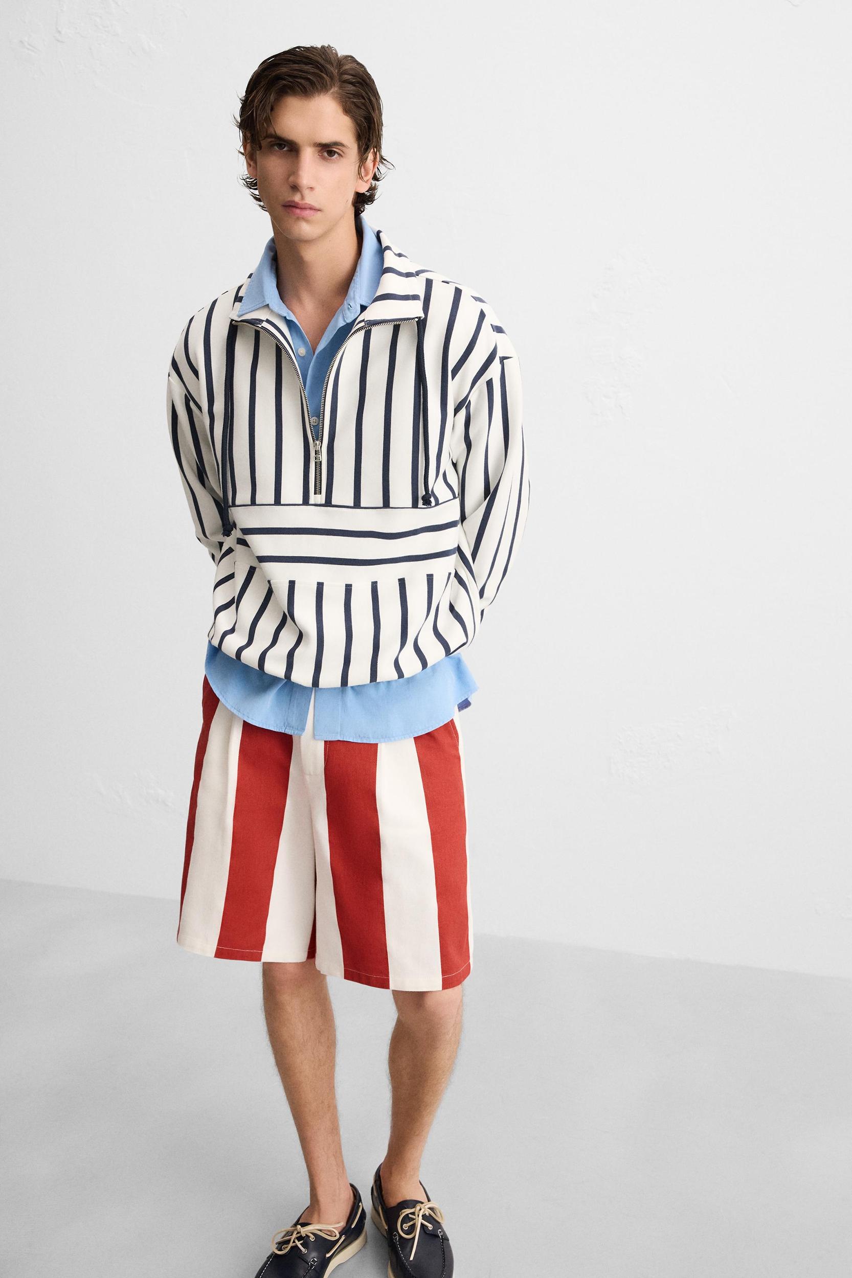 STRIPED QUARTER-ZIP SWEATSHIRT Product Image