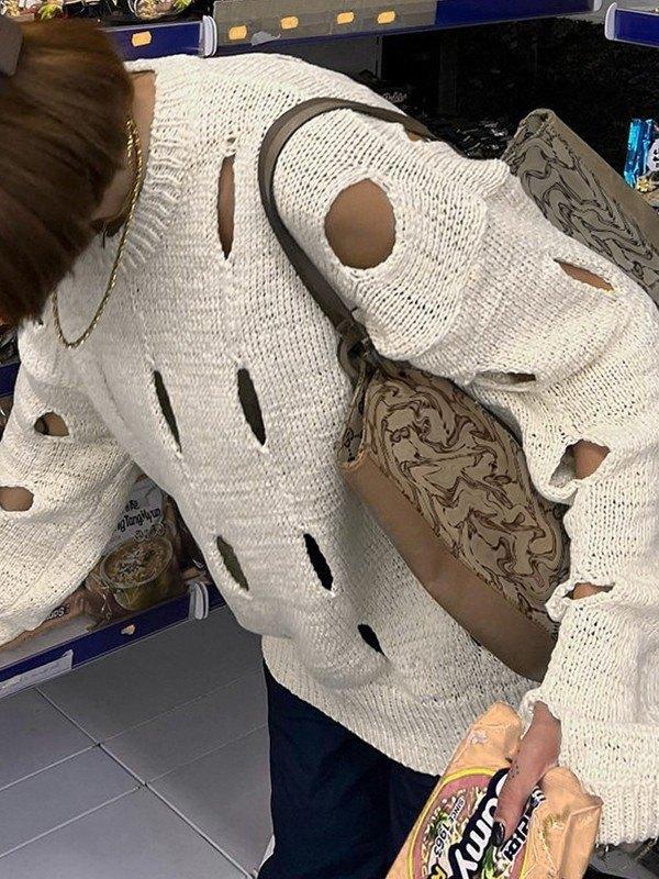 Cutout Long Sleeve Knit Top Product Image