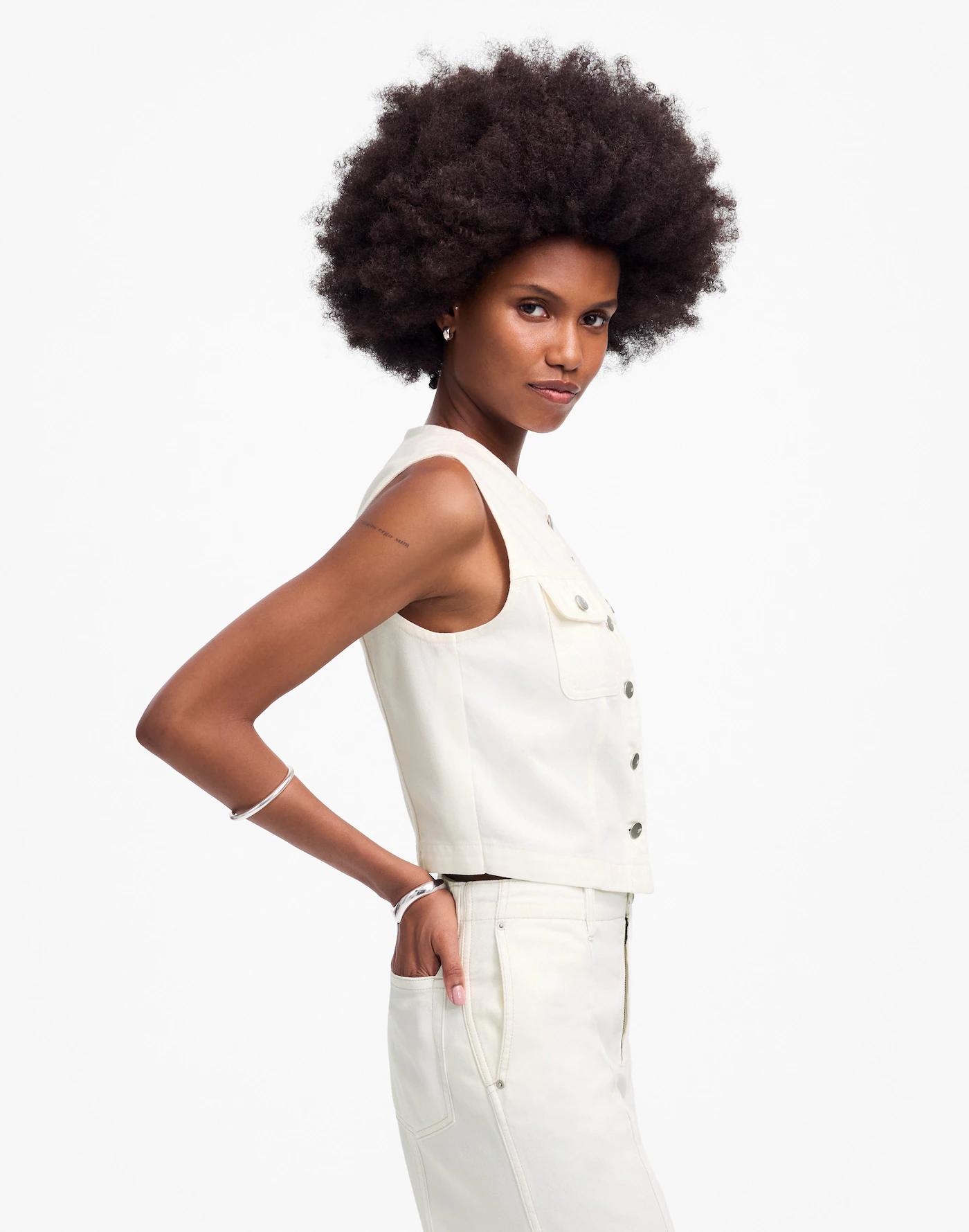 Cropped Denim Vest: Airy Denim Edition Product Image