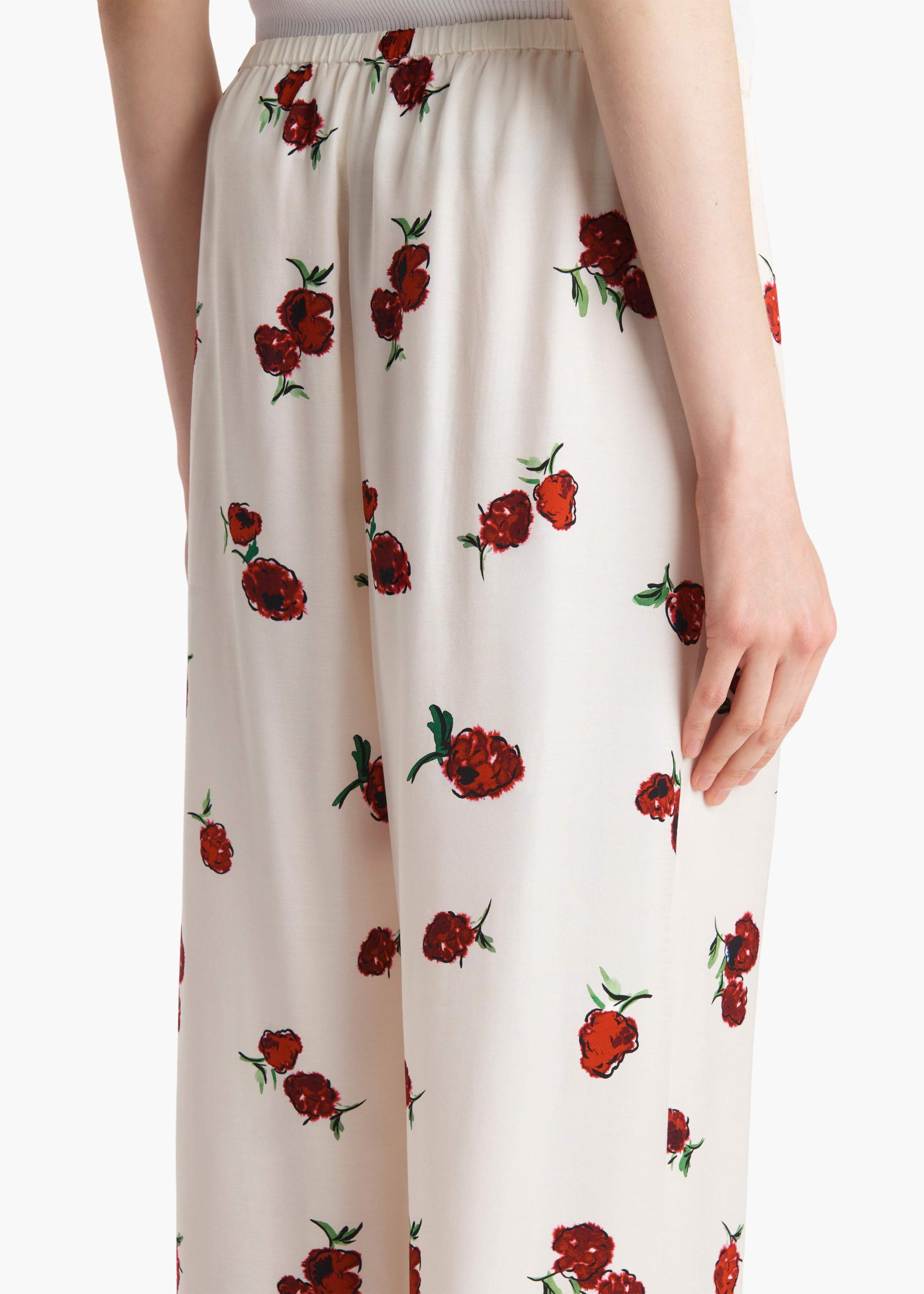 Mindy Pant in Cream with Raspberry Print Product Image