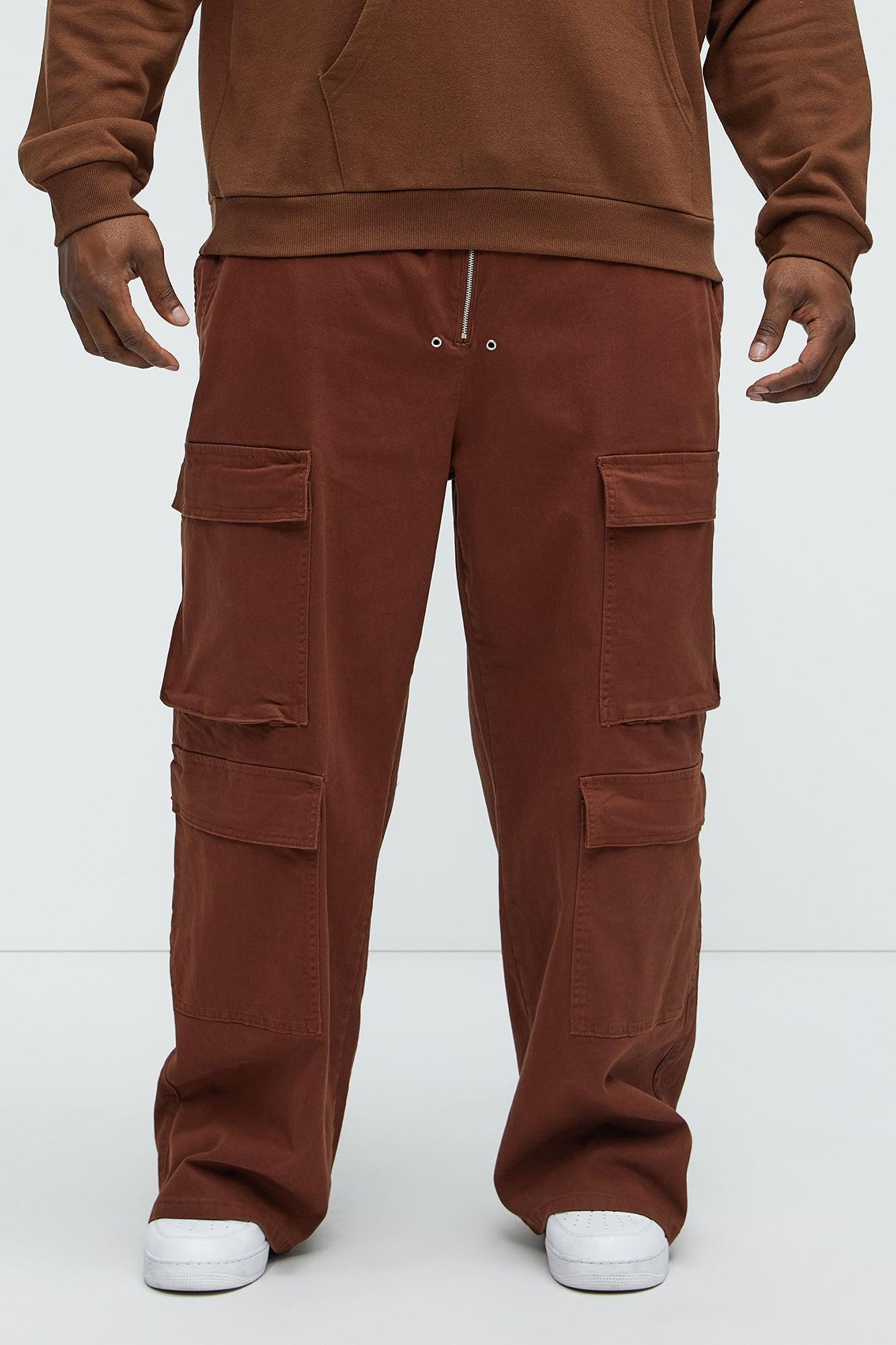 Exposed Zip Tech Cargo Pants - Brown Product Image
