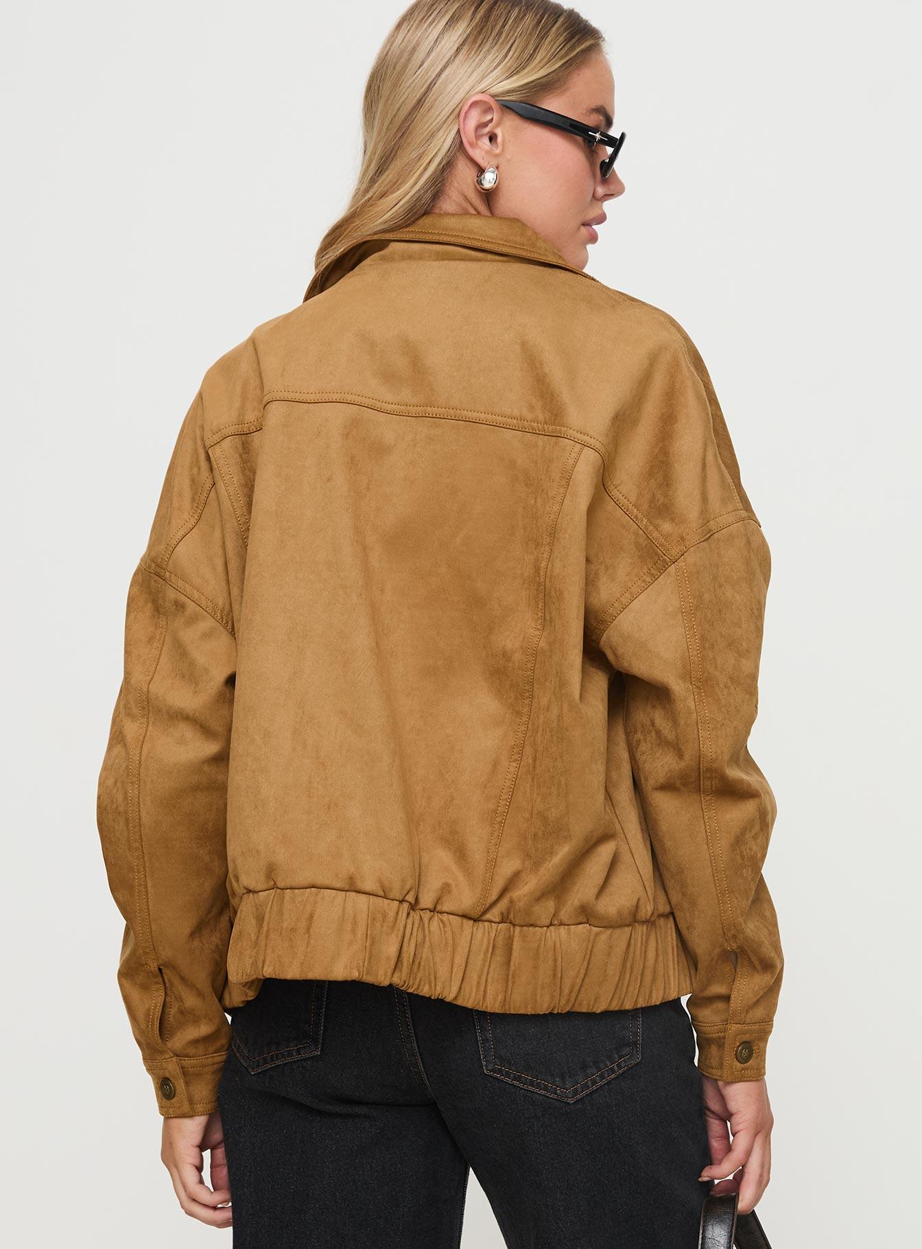 Ristretto Faux Suede Bomber Brown Product Image