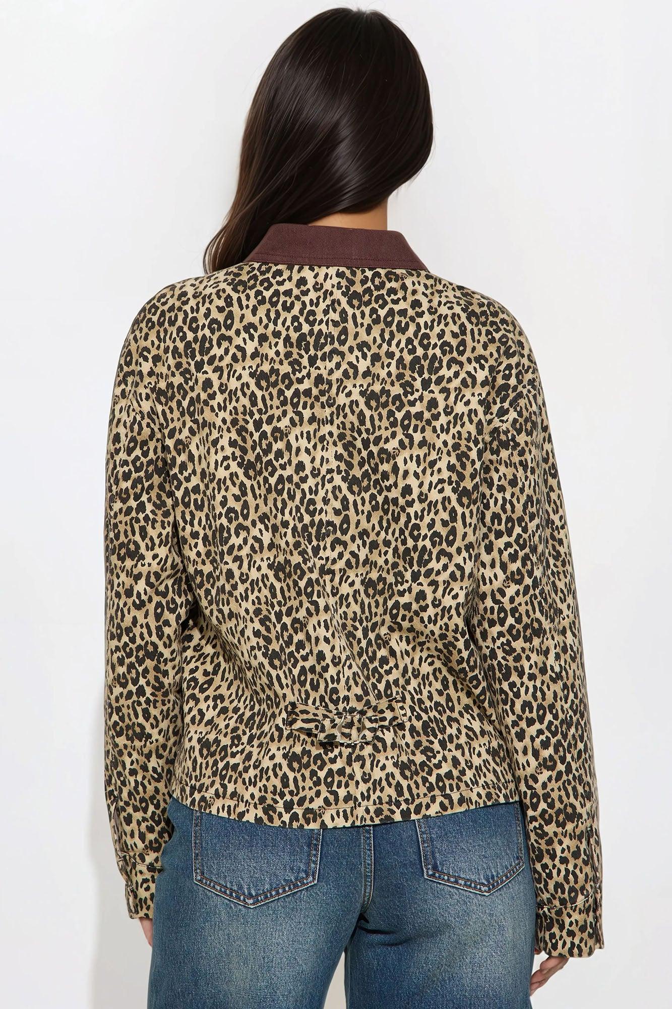 Destiny Leopard Denim Jacket - Brown/combo Product Image