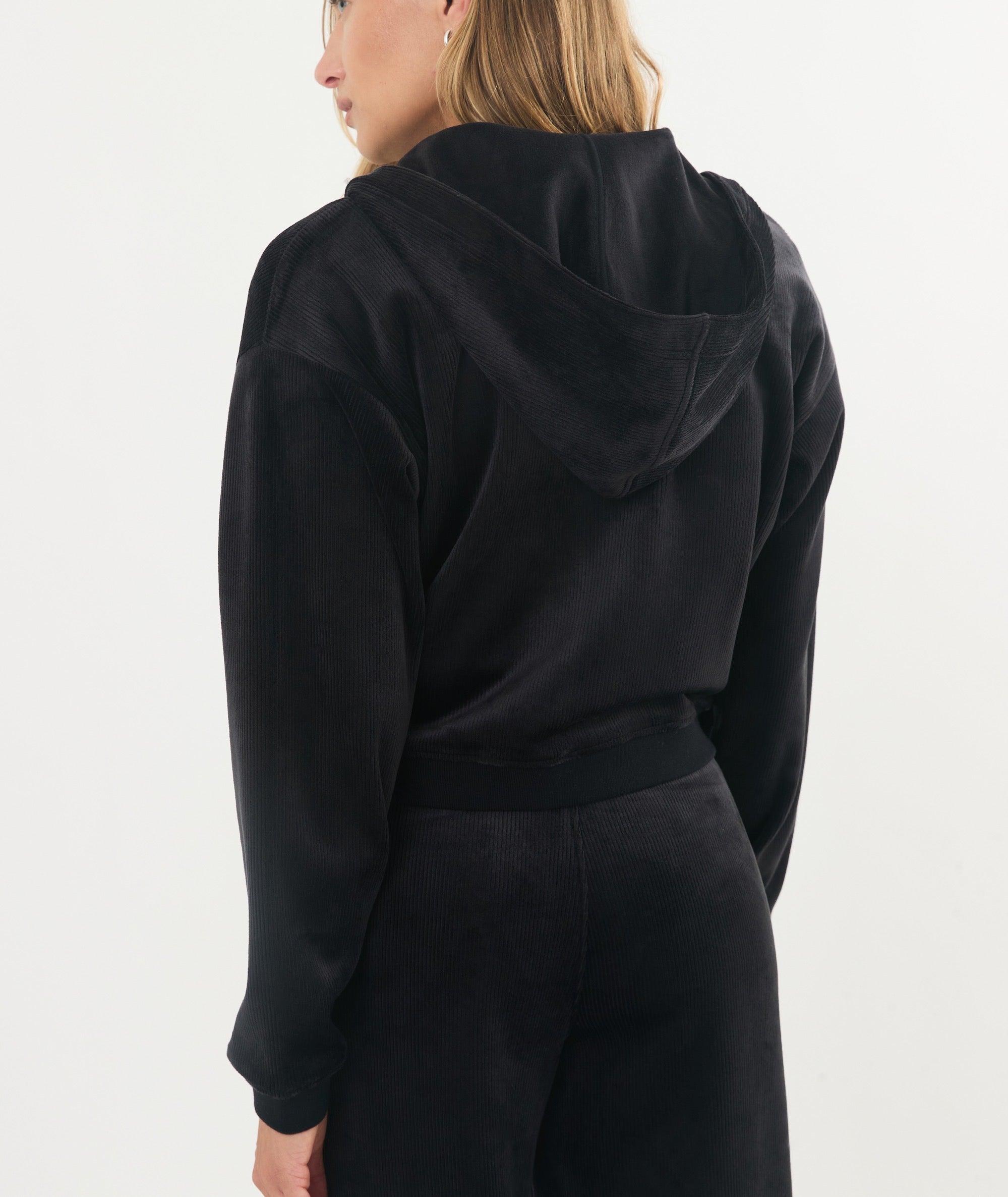Cord Velour Cropped Zip Up Hoodie Product Image