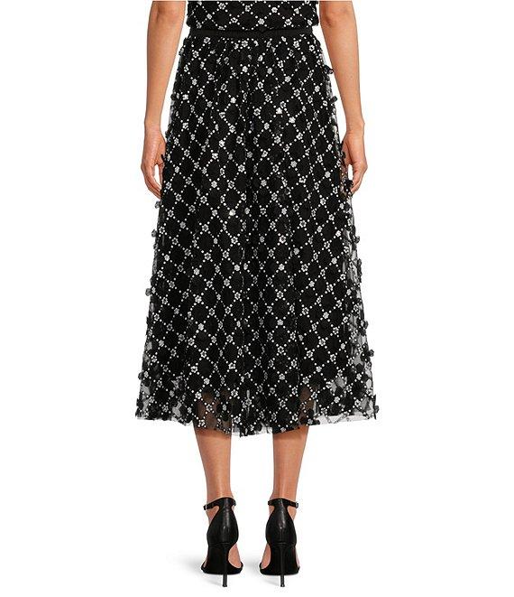 Abbey Glass Eden Lace Sequin Midi A-Line Skirt Product Image