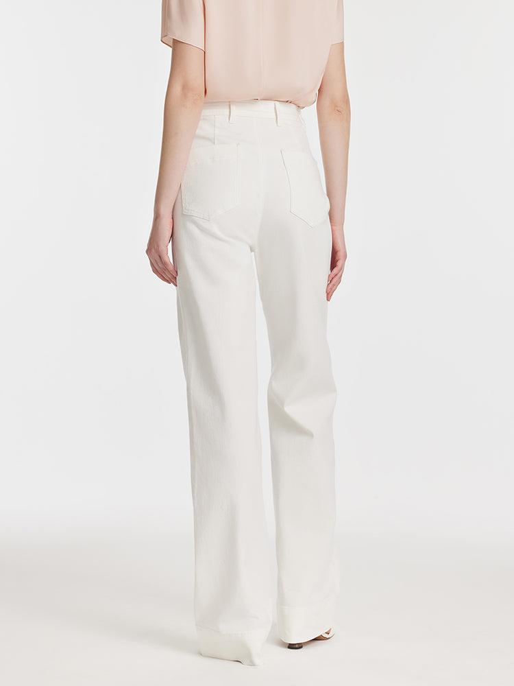 High-Waisted Straight Full Length Women Jeans Product Image