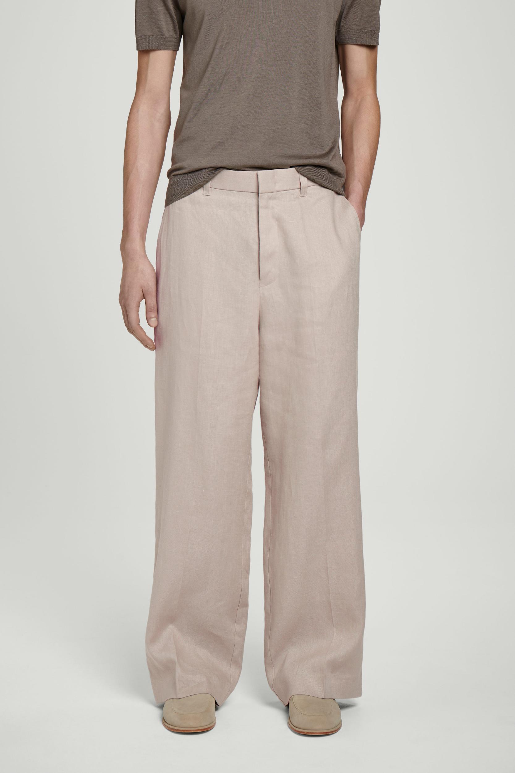 FLUID LINEN WIDE-LEG PANTS Product Image