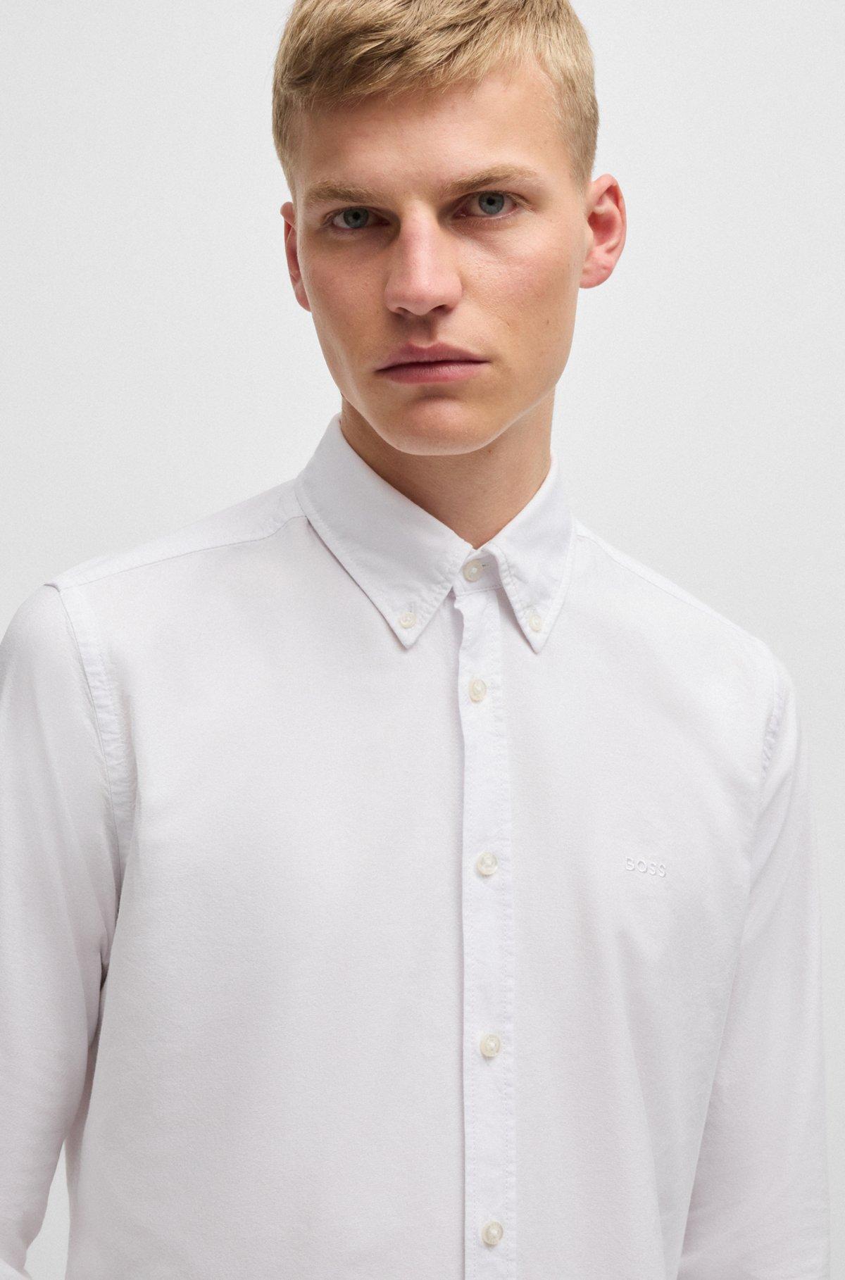 BOSS - Button-down regular-fit shirt in Oxford cotton - White Product Image