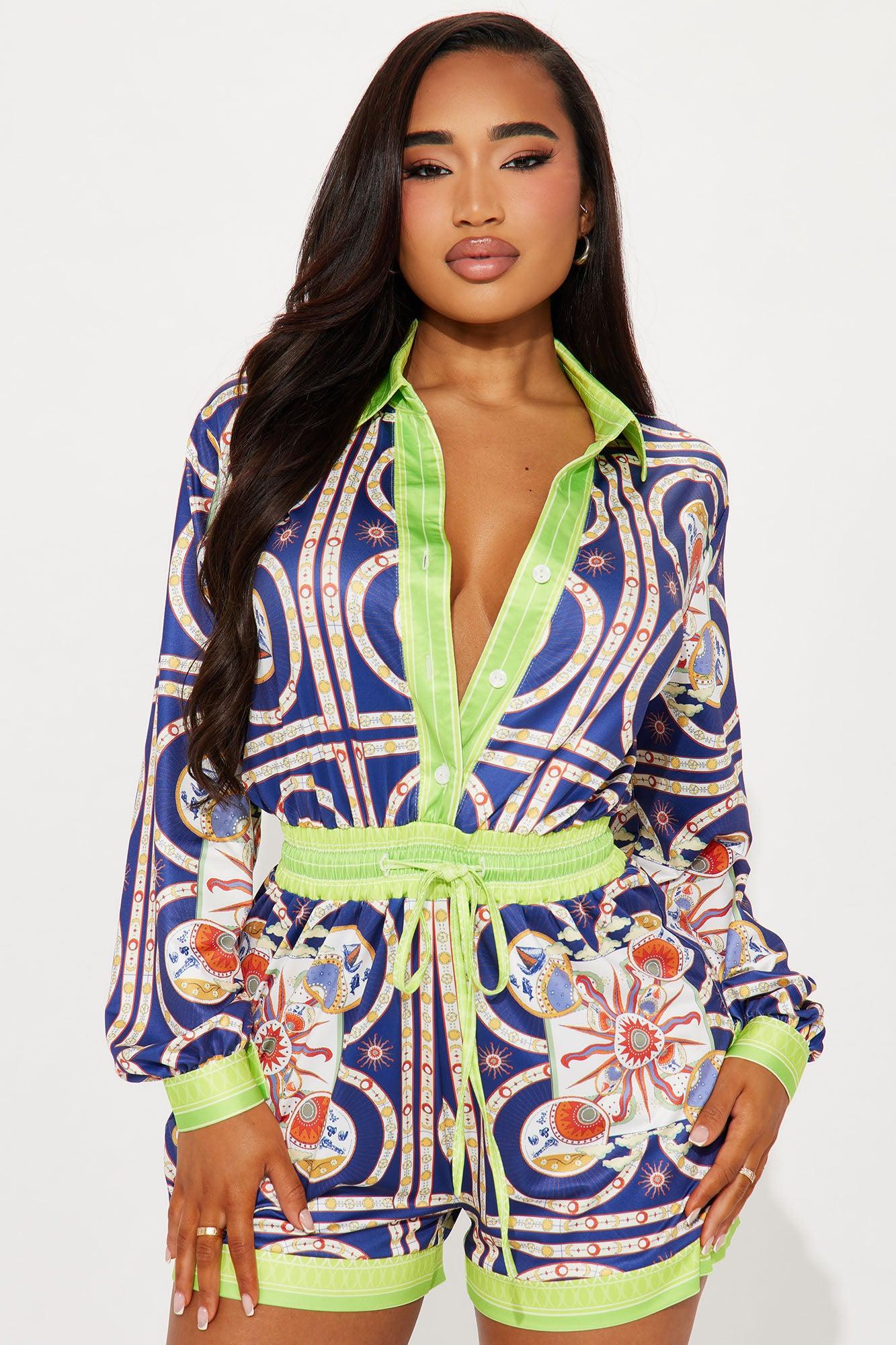 Sevilla Printed Romper - Navy/combo Product Image