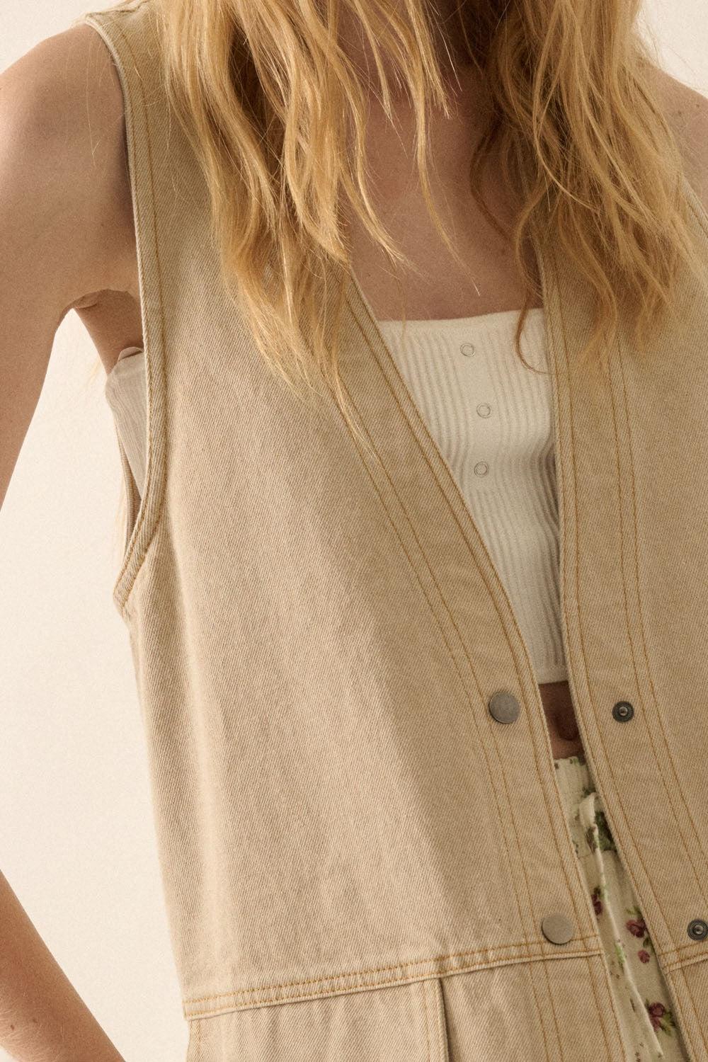 Longlined Denim Vest Product Image