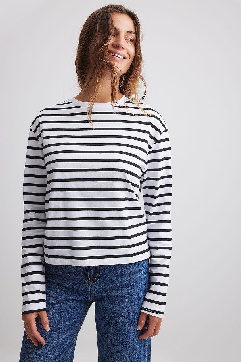 Striped Oversized Long Sleeved Top Product Image