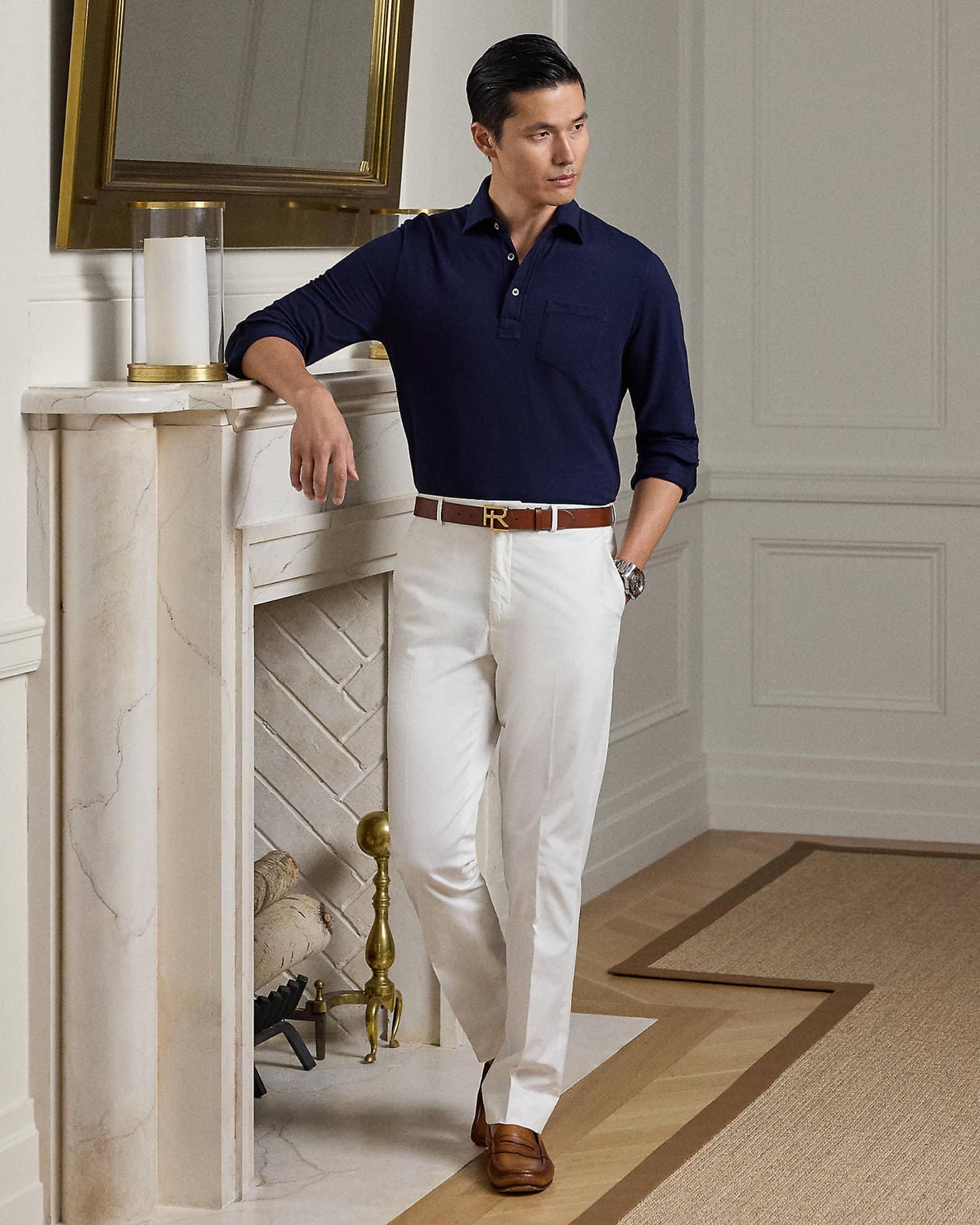 Men's Cotton and Cashmere Long-Sleeve Polo Shirt Product Image