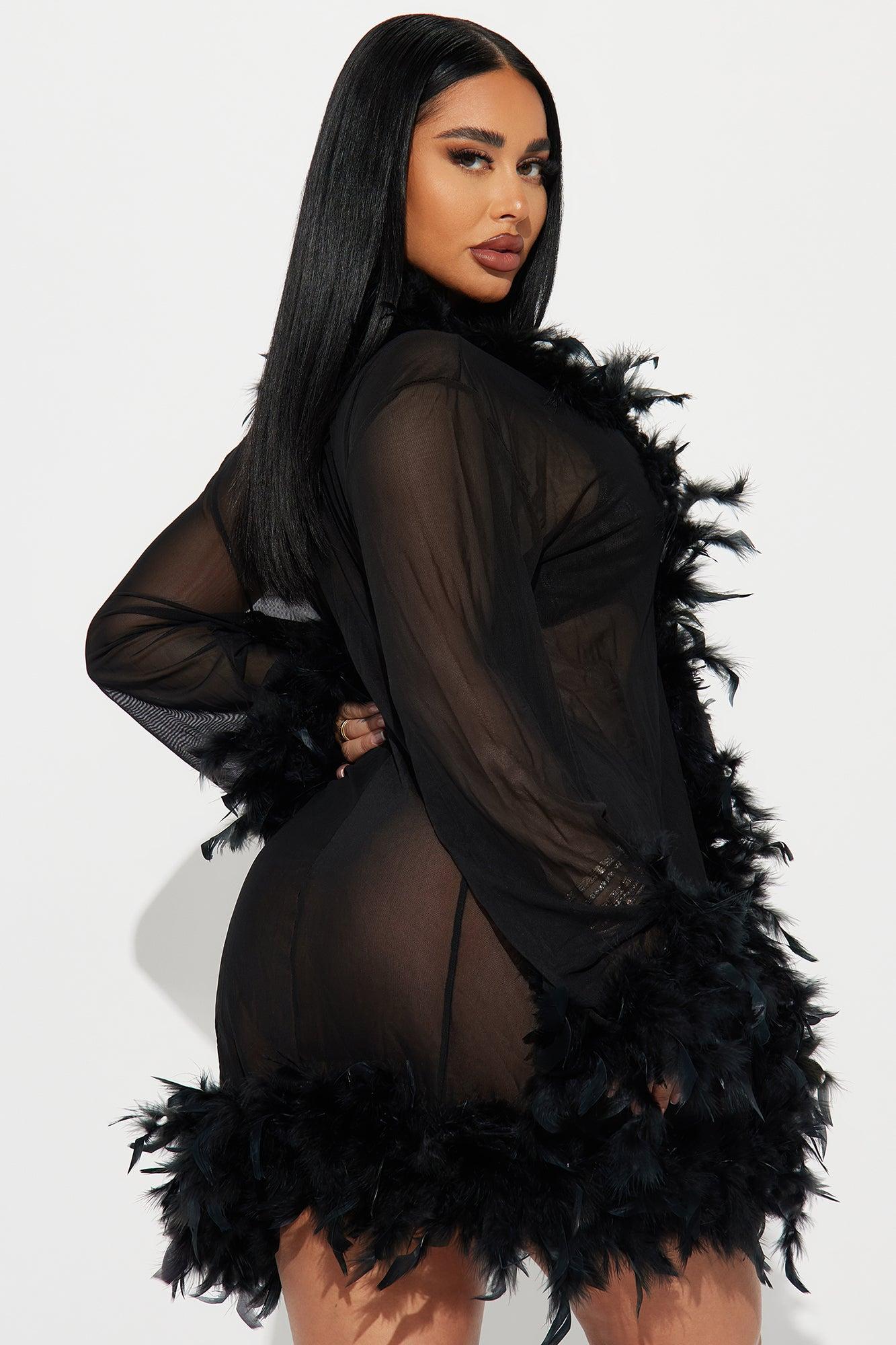 Light As A Feather Mesh Robe - Black Product Image