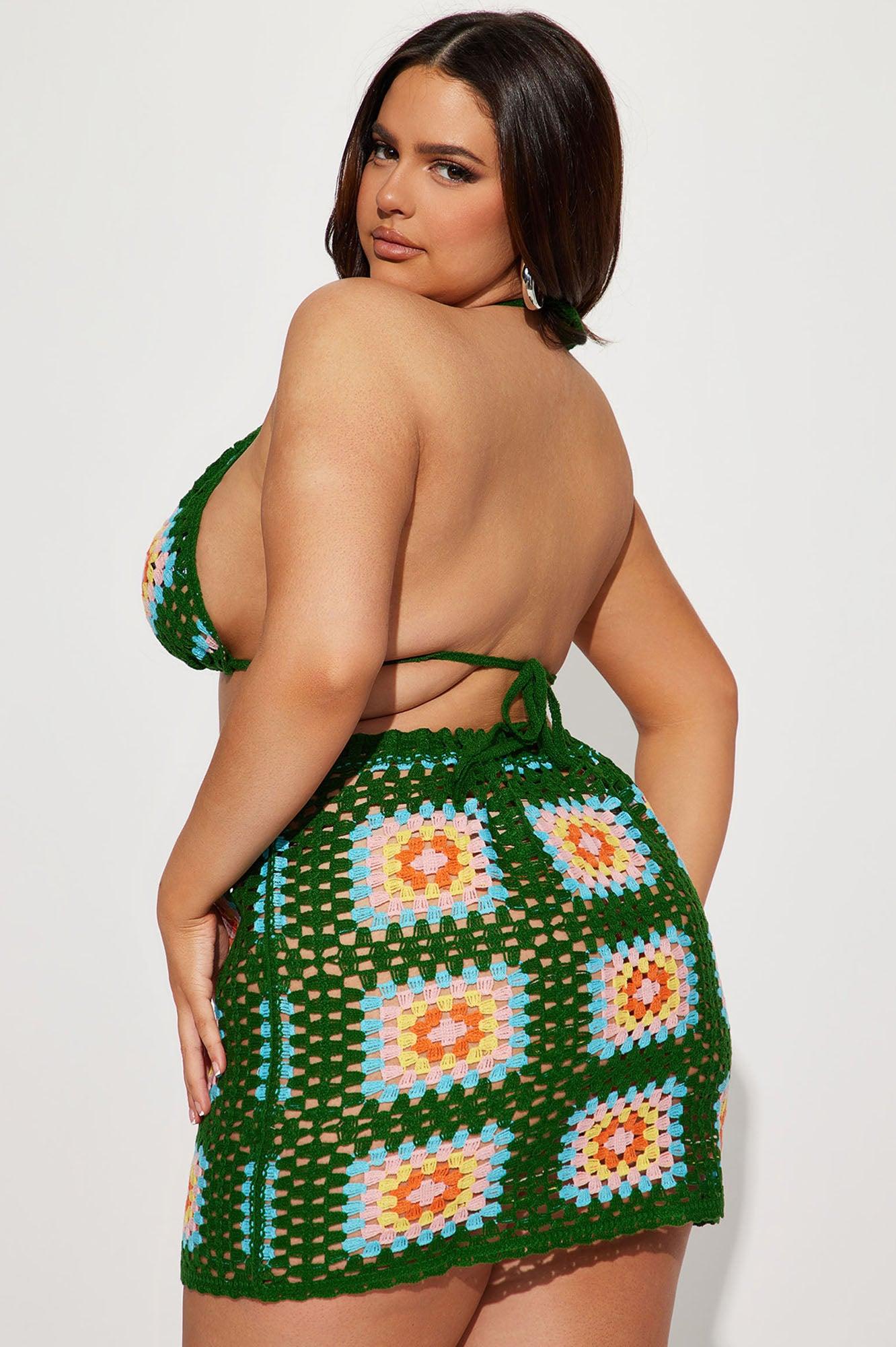 She's Amazing Crochet Skirt Set - Green/combo Product Image
