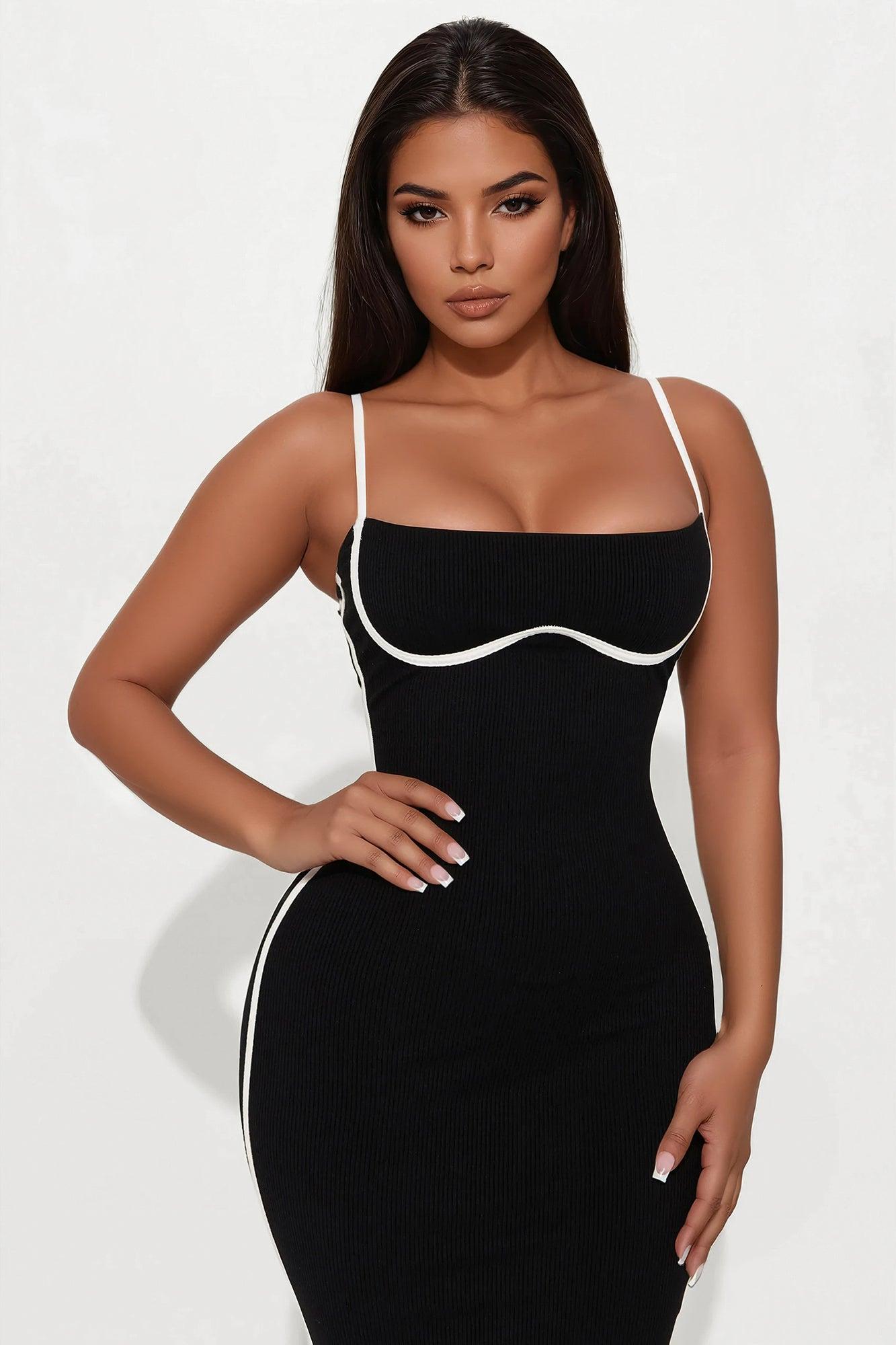 Drea Snatched Midi Dress - Black Product Image