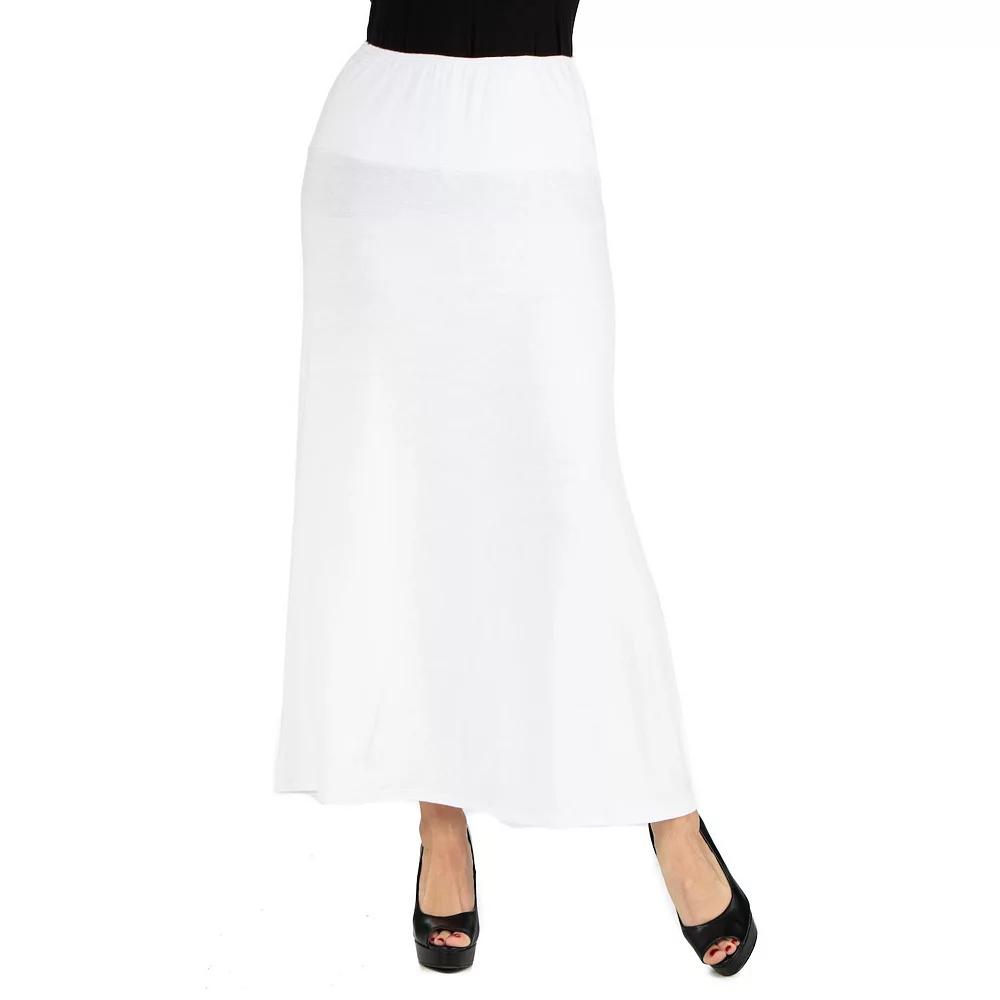 Women's 24seven Comfort Apparel Elastic Waist Midi Skirt,  Product Image