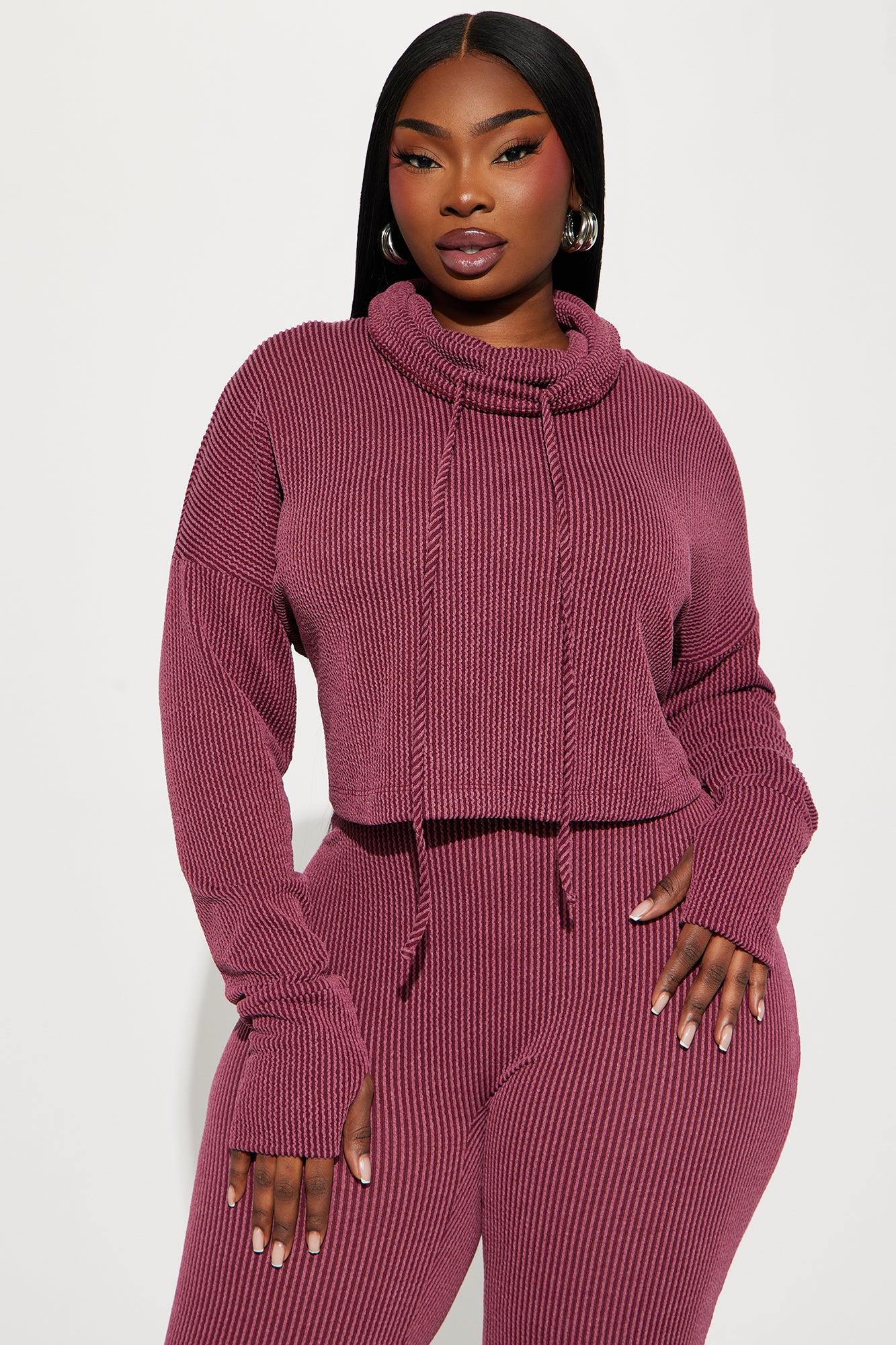 Thinking It Over 2 Piece Jumpsuit Set - Wine Product Image