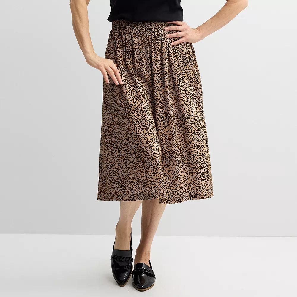 Women's Croft & Barrow® Elastic Waist Midi Skirt, Size: XL, Green Garden Product Image