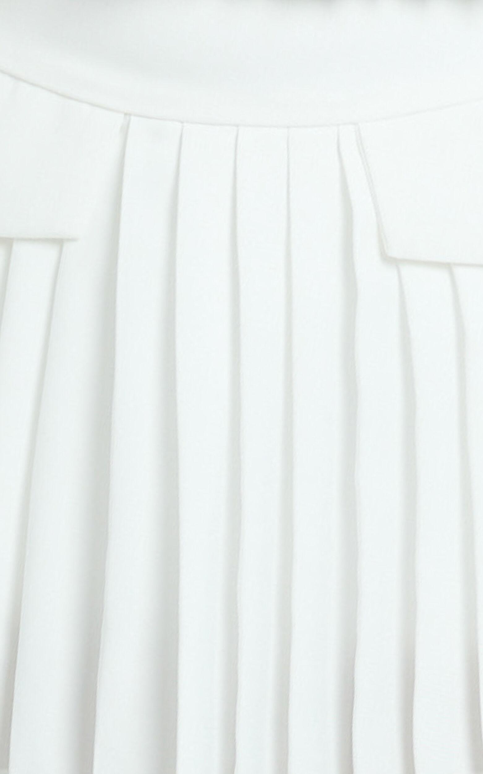 Erica Mini Skirt - Yoke Waist Pocket Detail Pleated Skirt in Off White Product Image