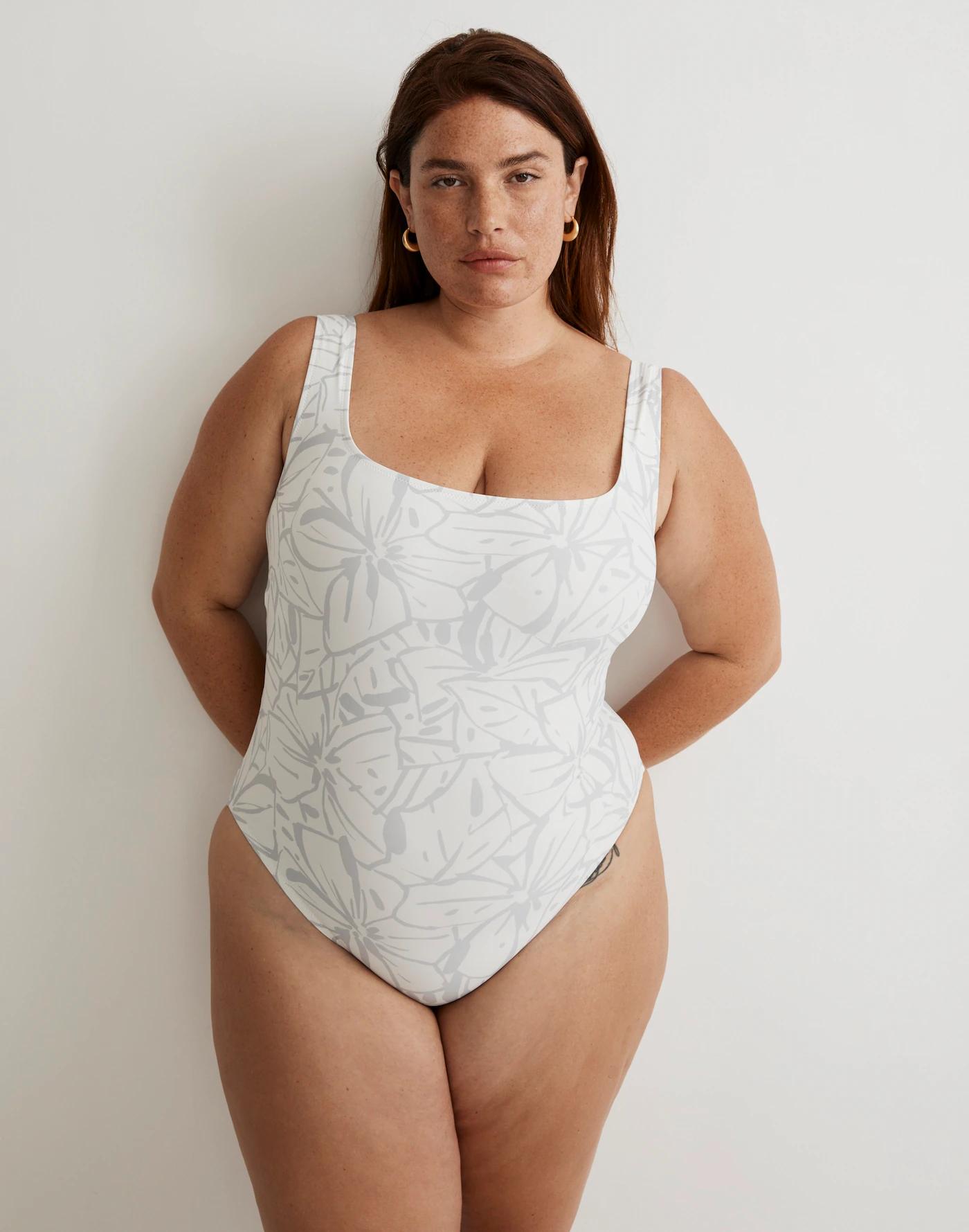 Plus Square-Neck Tank One-Piece Swimsuit Product Image