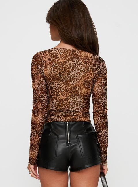 Elixia Long Sleeve Bodysuit Leopard Product Image
