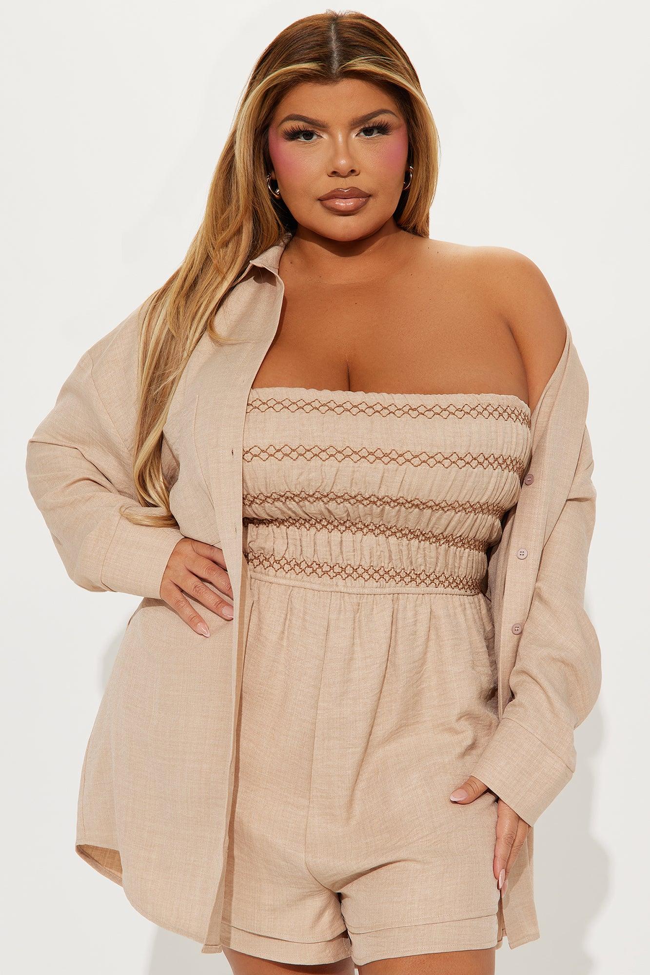 Fine Time Romper Set - Taupe Product Image