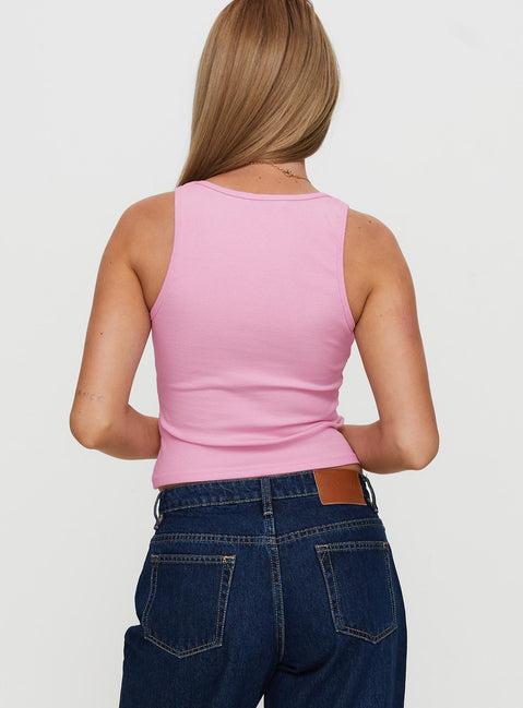 Baseline Square Neck Rib Tank Top Pale Pink Product Image