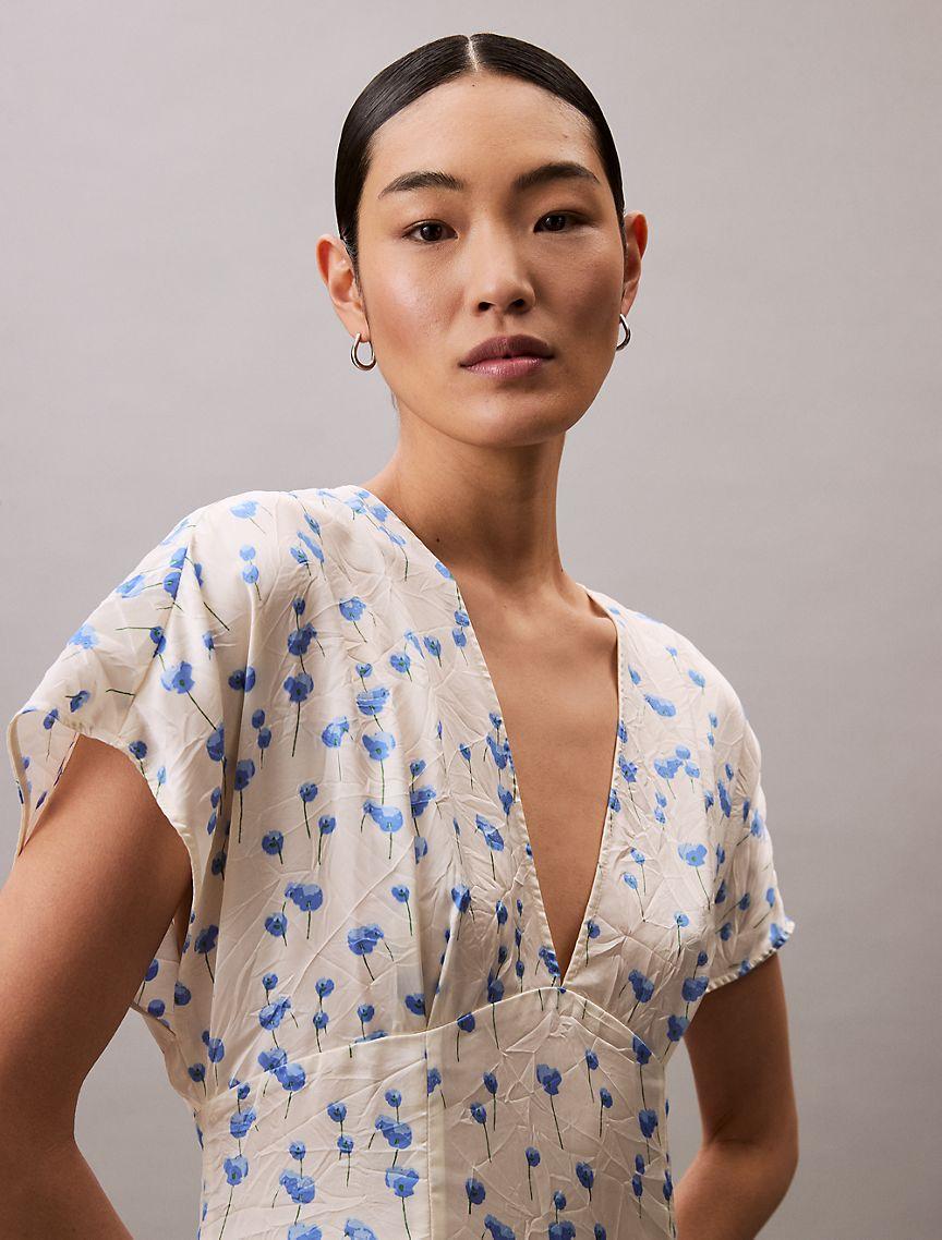 Printed Satin Midi Dress  Product Image