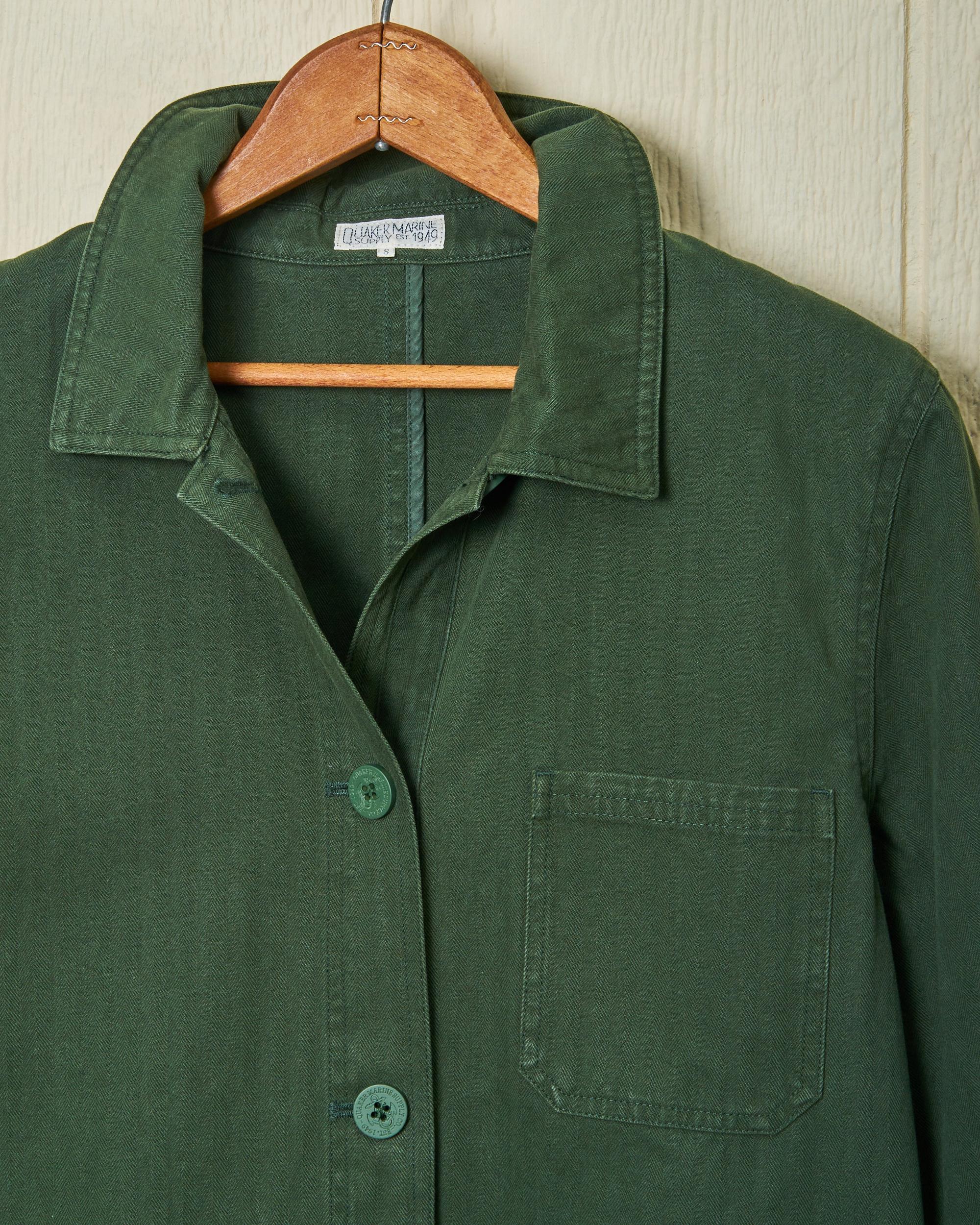 Women’s French Workman’s Jacket in Parks Department Green Herringbone Product Image