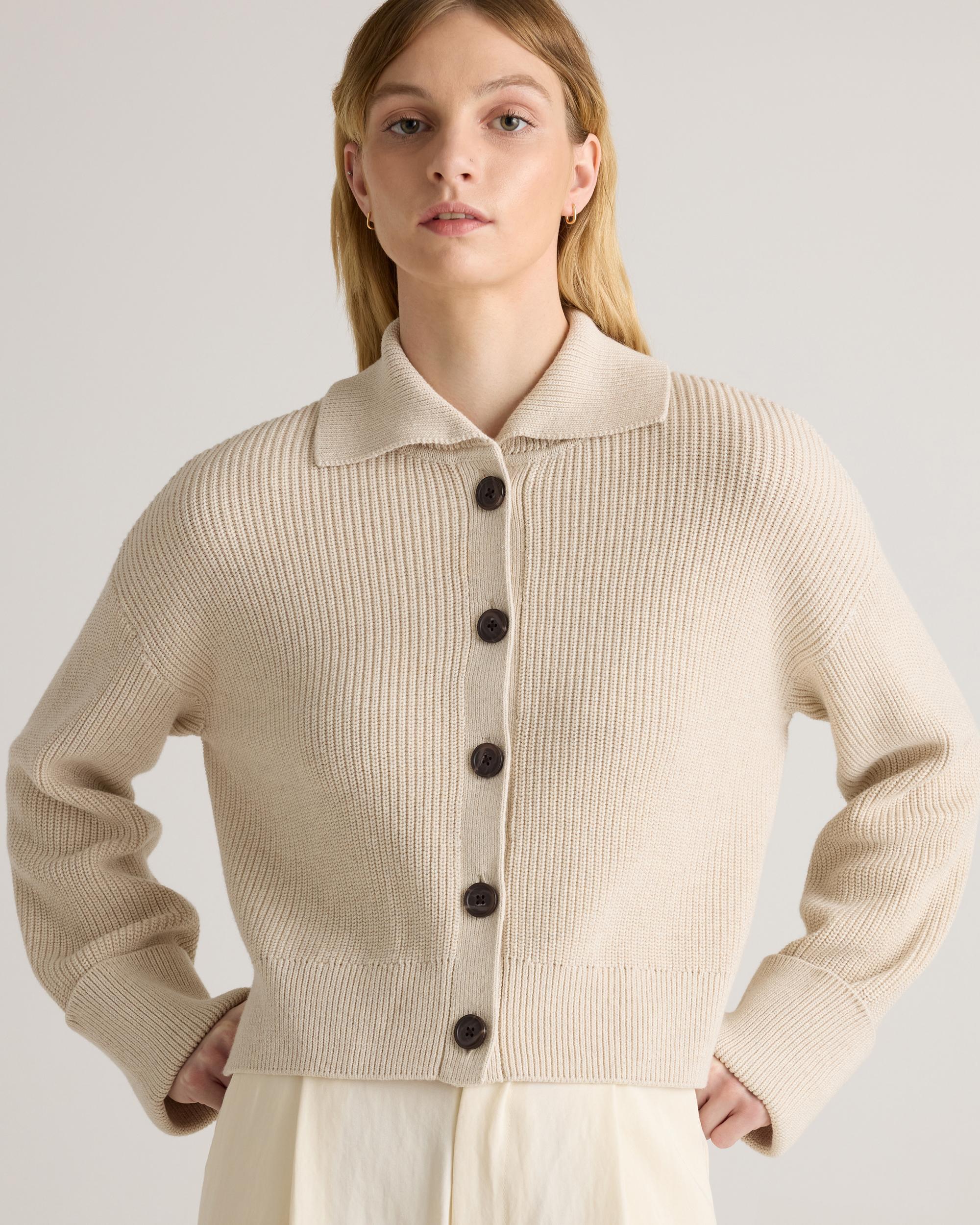 Quince | Women's Fisherman Collared Cardigan Sweater Size XL, Organic Cotton Product Image