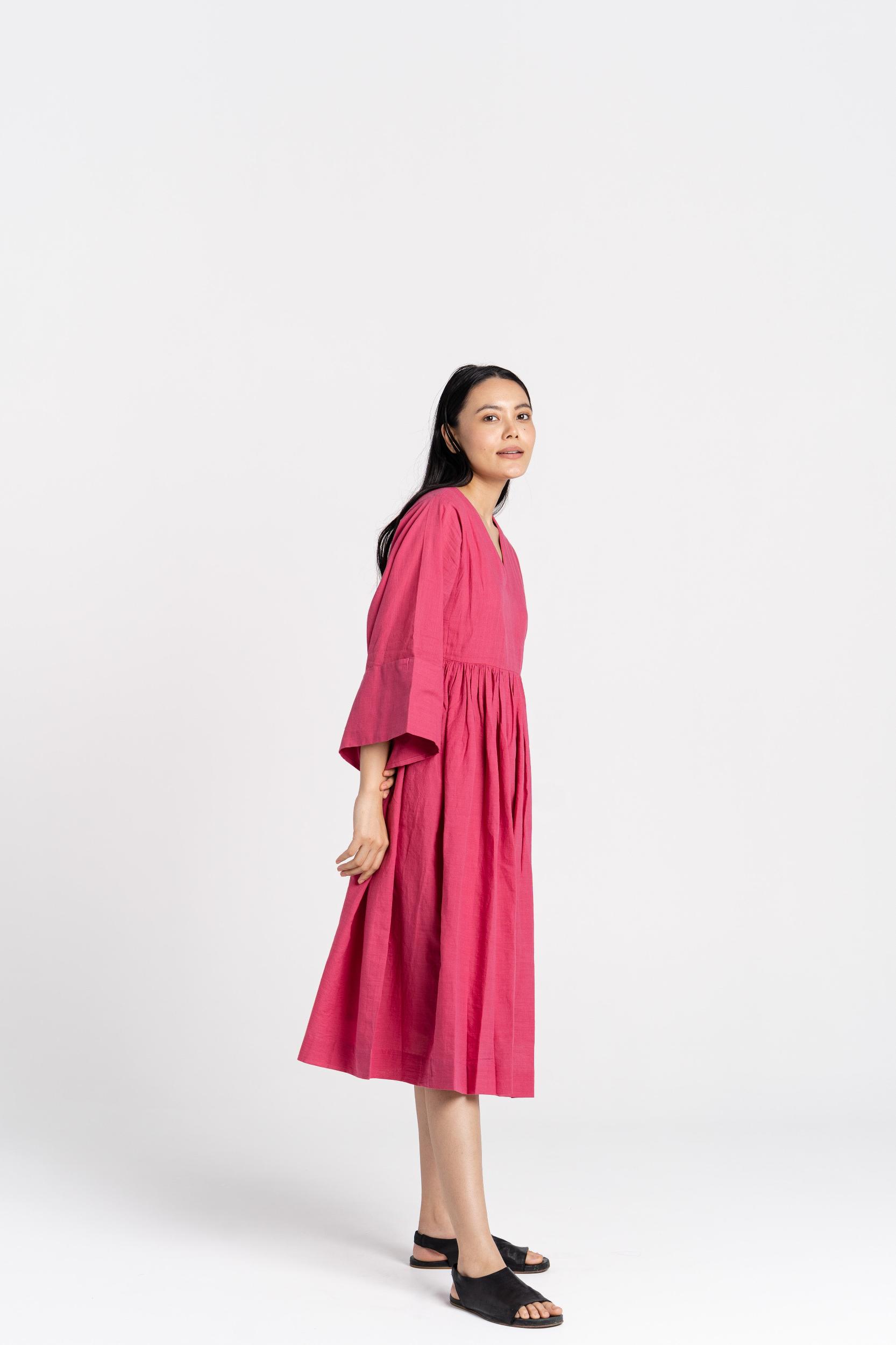 Rose Gathered Midi Dress Product Image