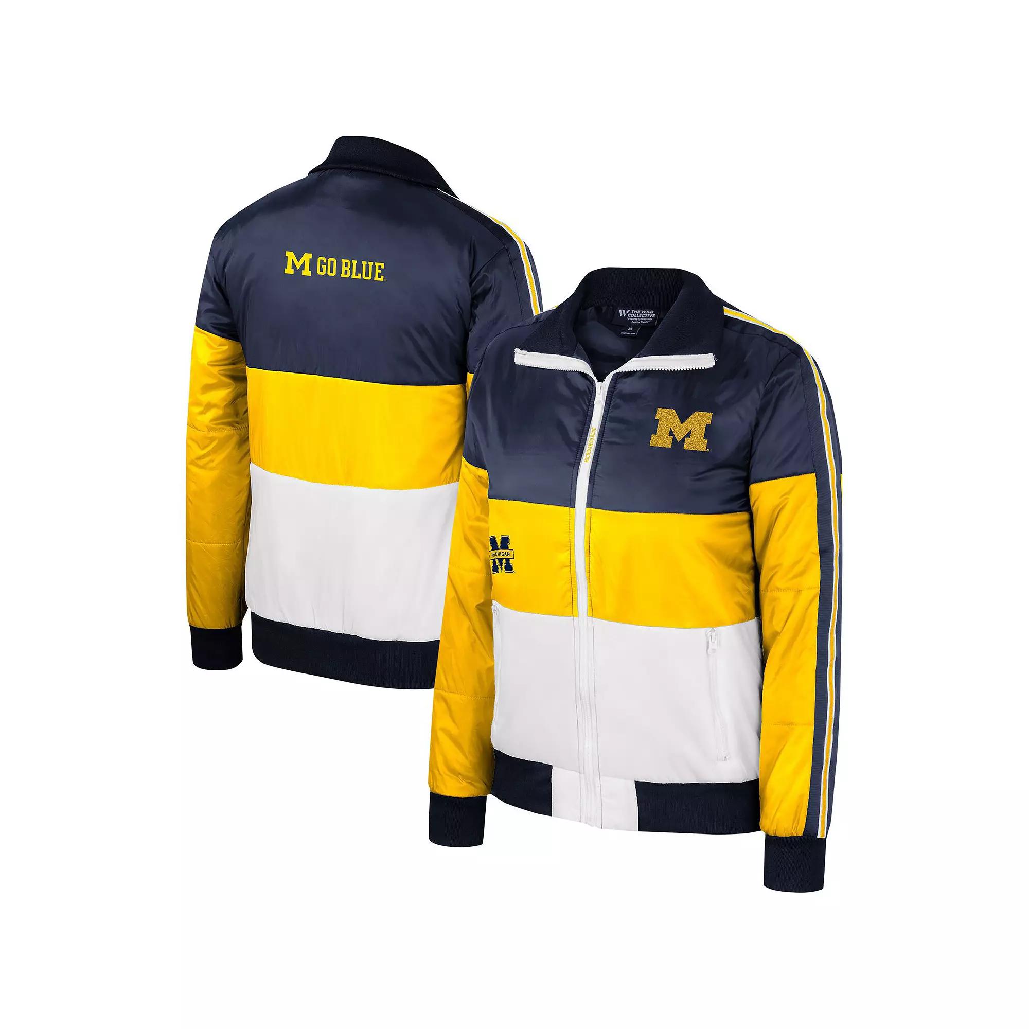 Women's The Wild Collective  Maize Michigan Wolverines Color-Block Puffer Full-Zip Jacket, Size: Large, Gold Product Image