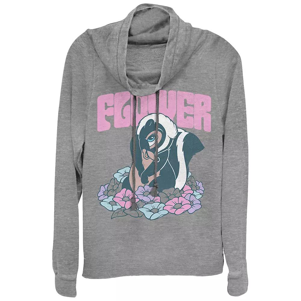 Disney's Bambi Women's Plus Flower Cute Flirt Cowlneck Graphic Lightweight Long Sleeve, Girl's,  Product Image