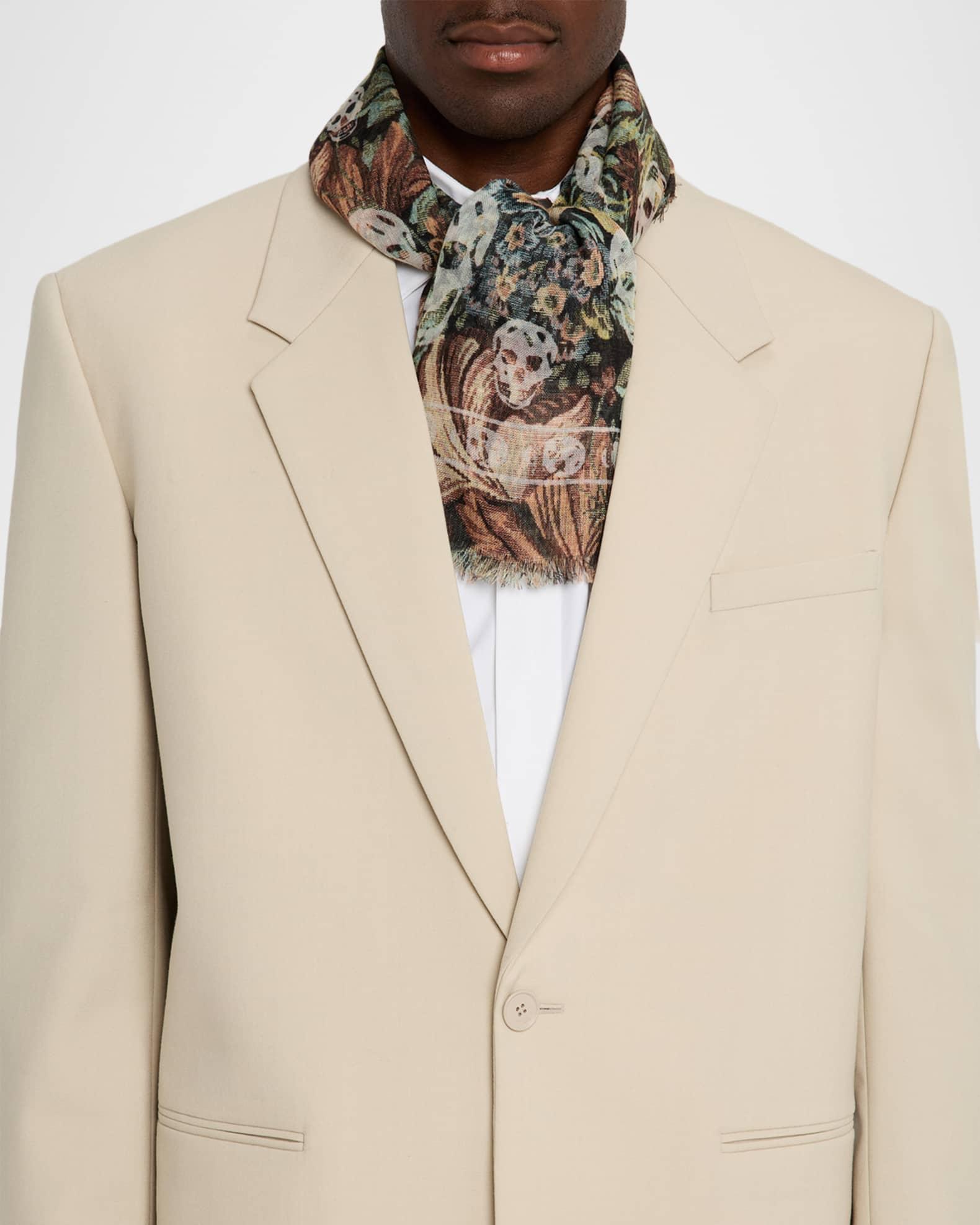 Men's Wool and Silk Floral Skull Scarf Product Image