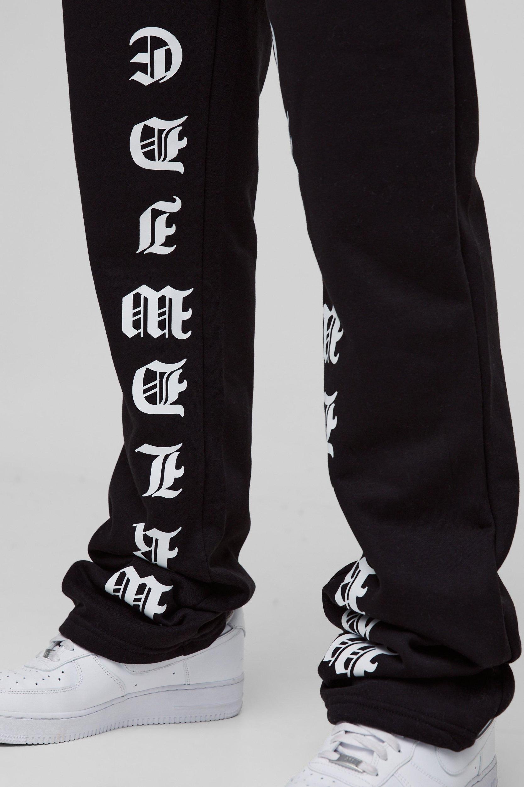 Slim Stacked Printed Flared Sweatpants | boohooMAN USA Product Image