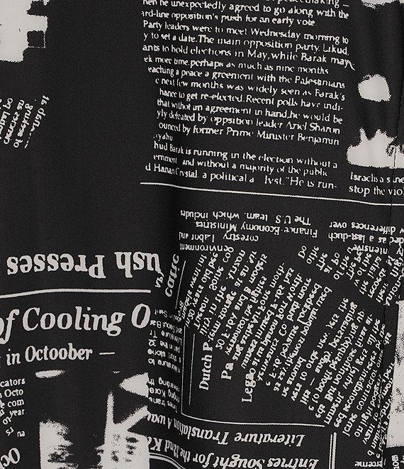 IC Collection Knit Newspaper Print Cowl Mock Neck Sleeveless Balloon Midi Dress Product Image