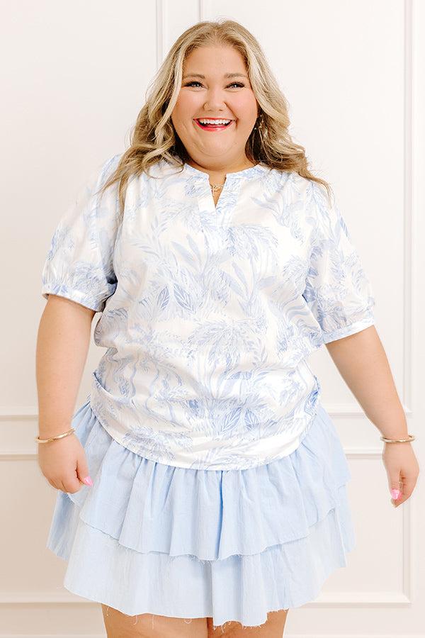 French Riviera Floral Shift Top in Sky Blue Curves Product Image