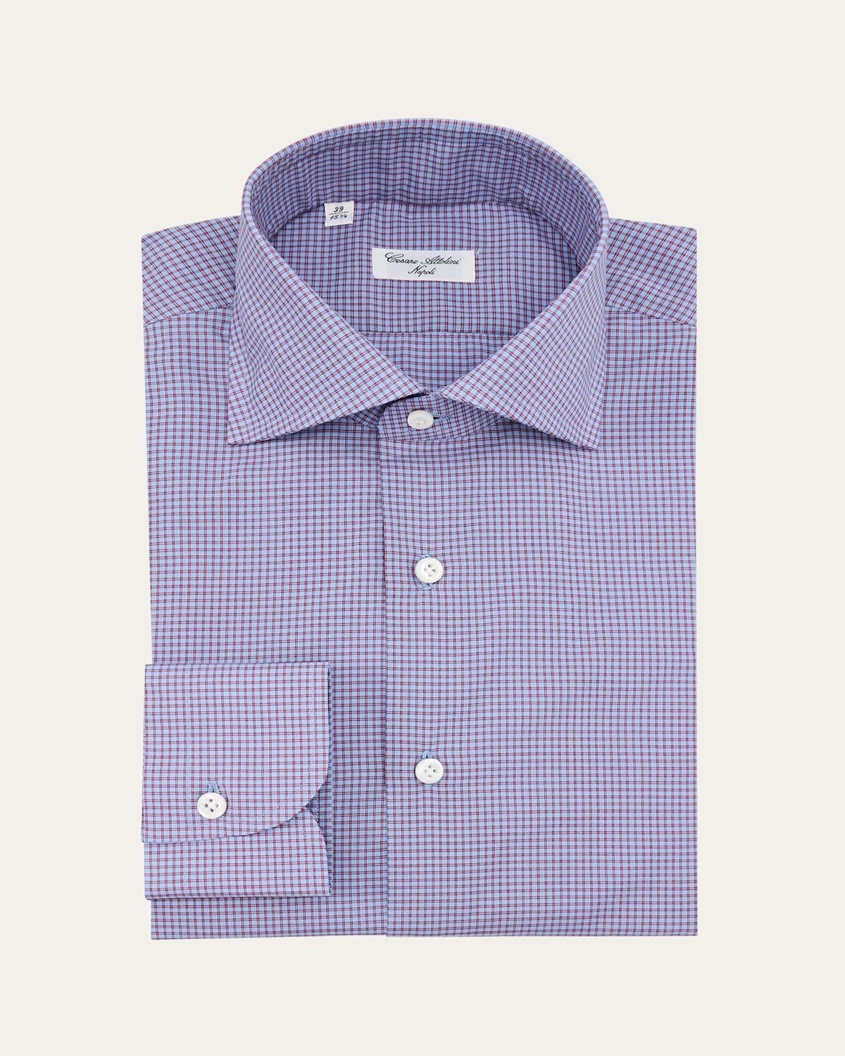 Mens Cotton Micro-Check Sport Shirt Product Image