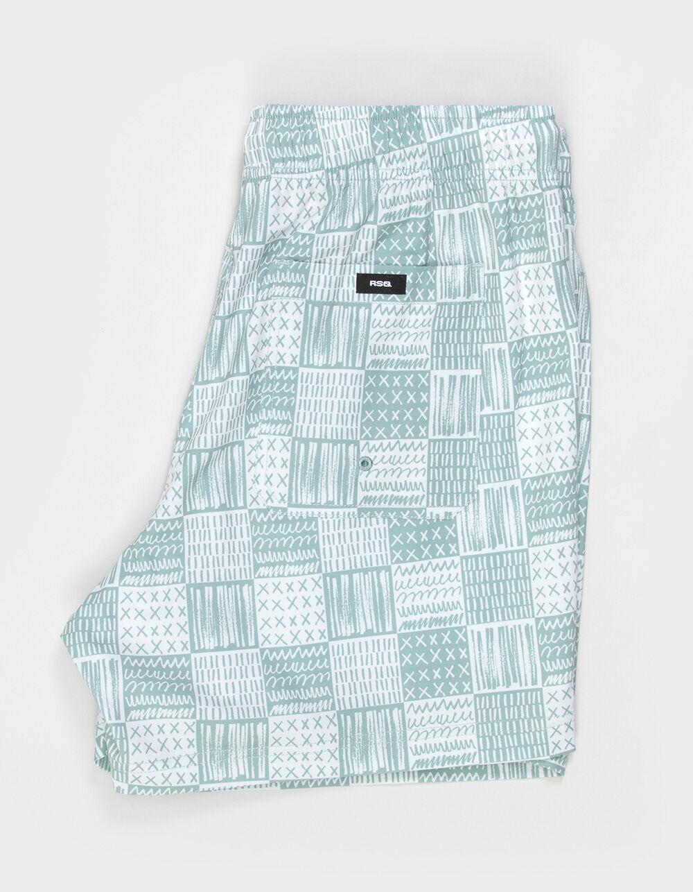RSQ Mens Drawn Checker Swim Shorts - CRYSTAL GREEN Product Image