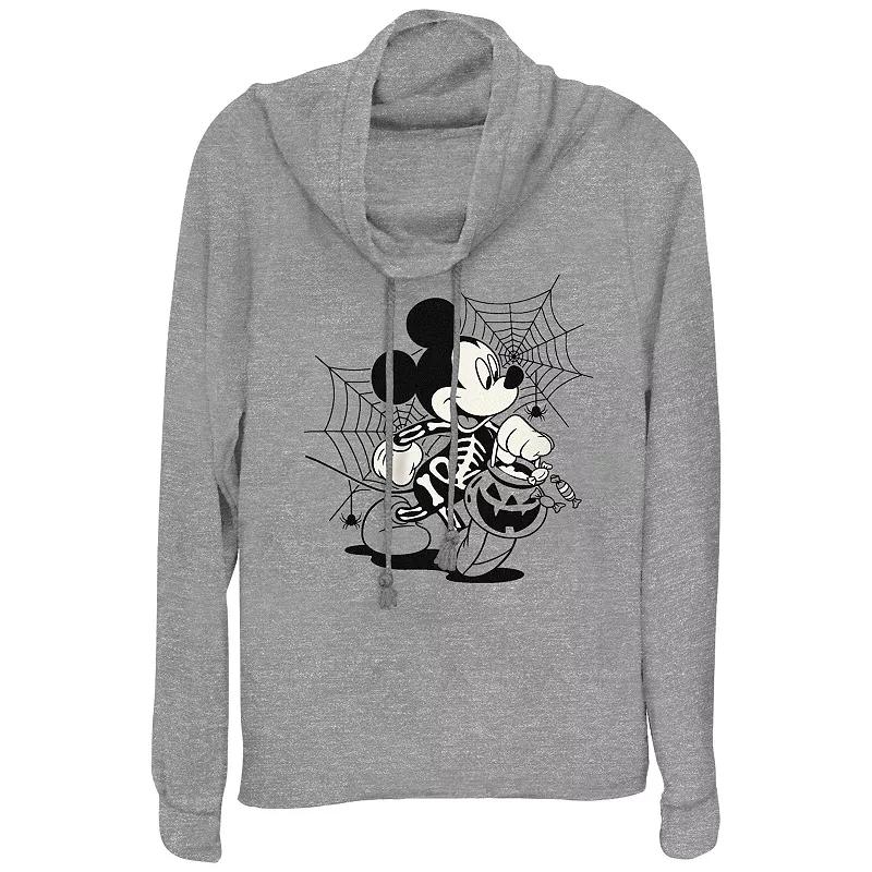 Disney's Mickey Mouse Skeleton Trick Or Treater Women's Cowlneck Graphic Lightweight Long Sleeve,  Product Image