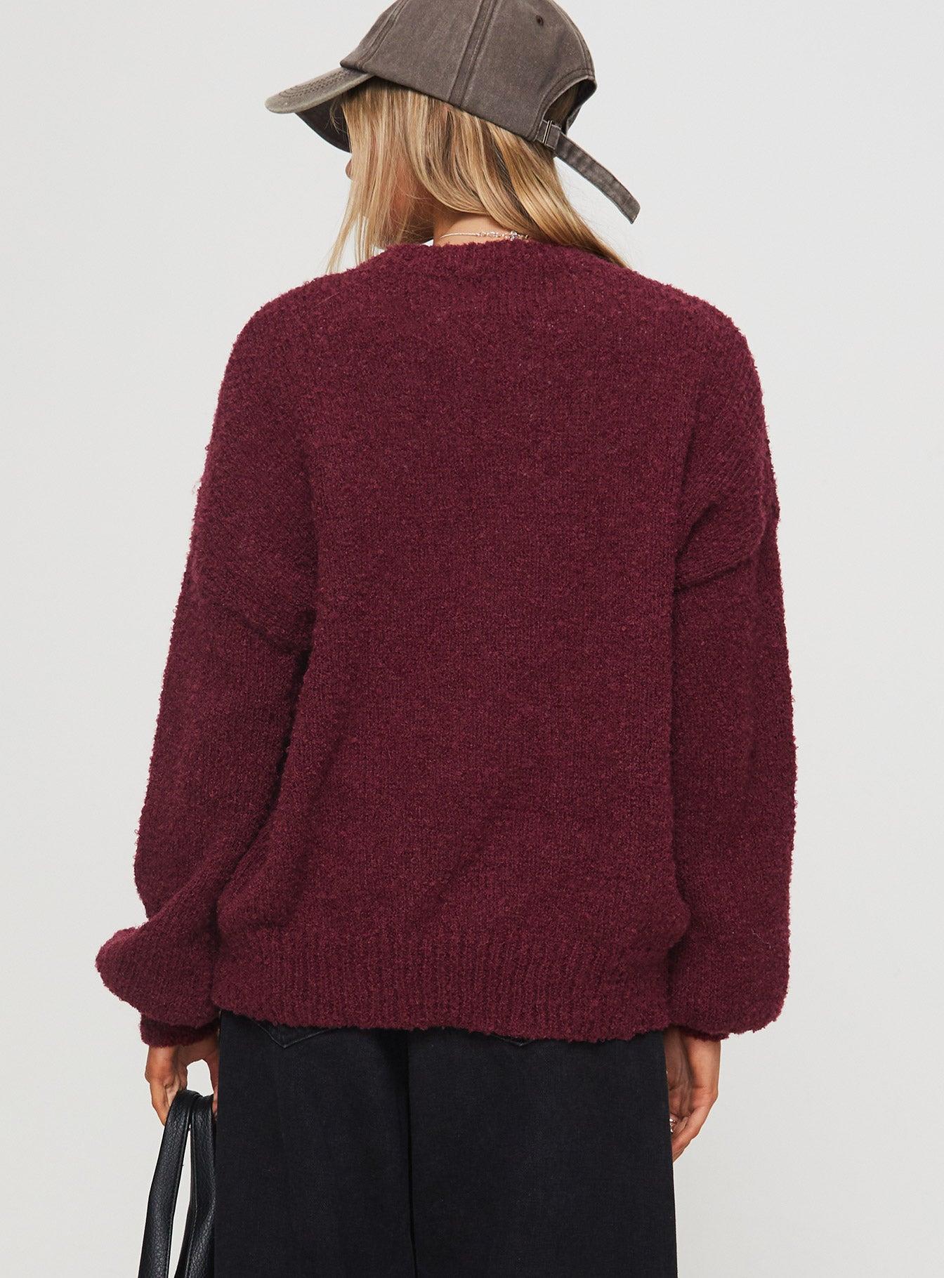 Niomie Knit Sweater Burgundy Product Image