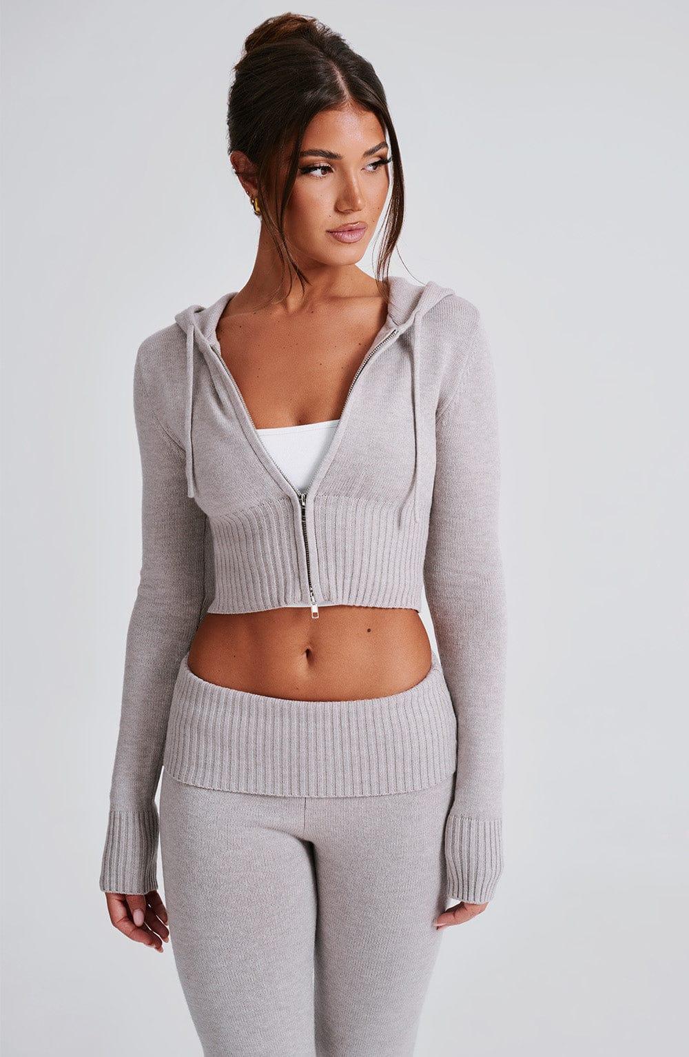 Portia Knit Hoodie - Light Grey Marl Product Image