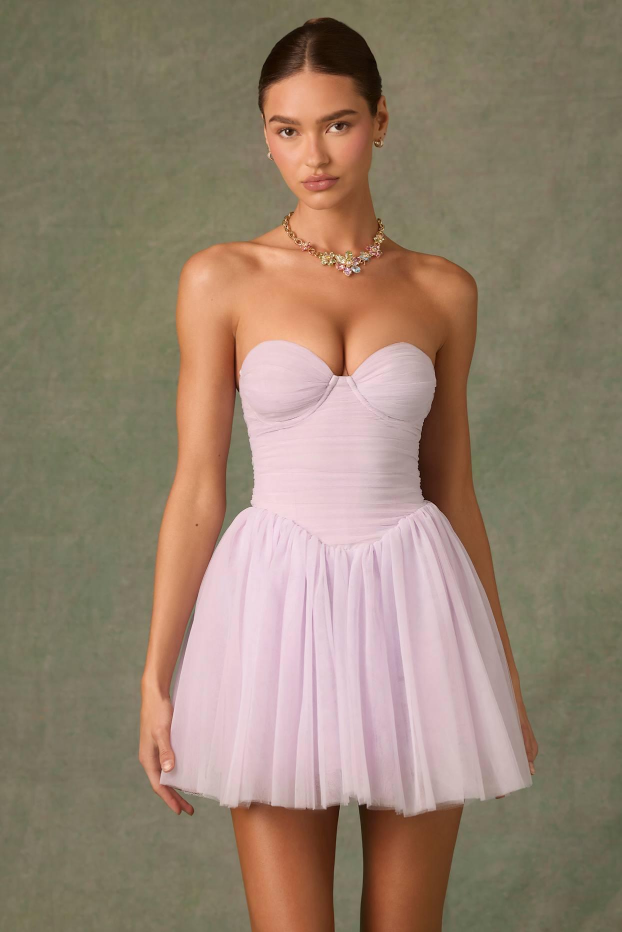 Tulle Corset Mini Dress in Lilac Product Image