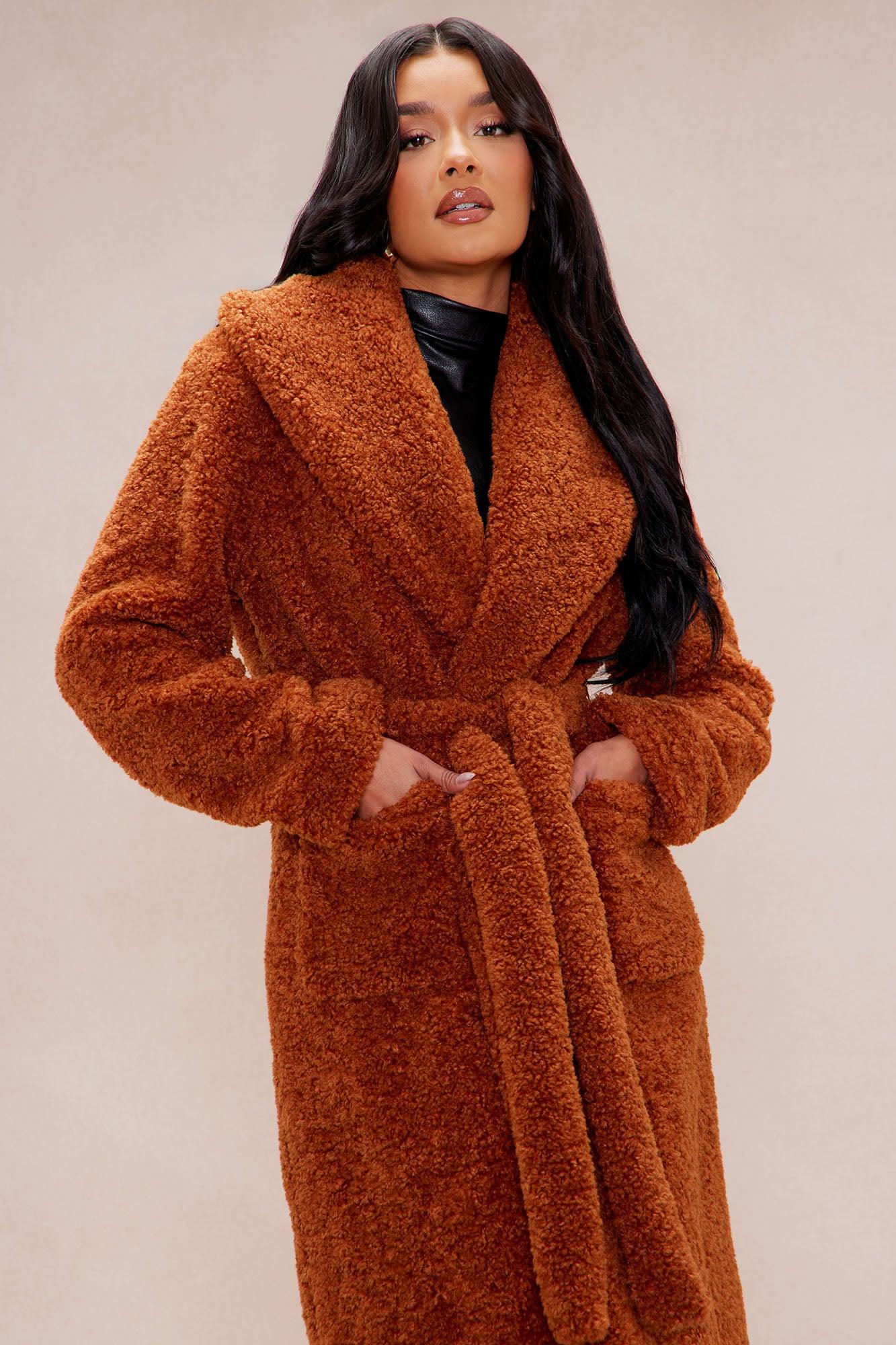 Alyssa Faux Fur Coat - Cognac Product Image