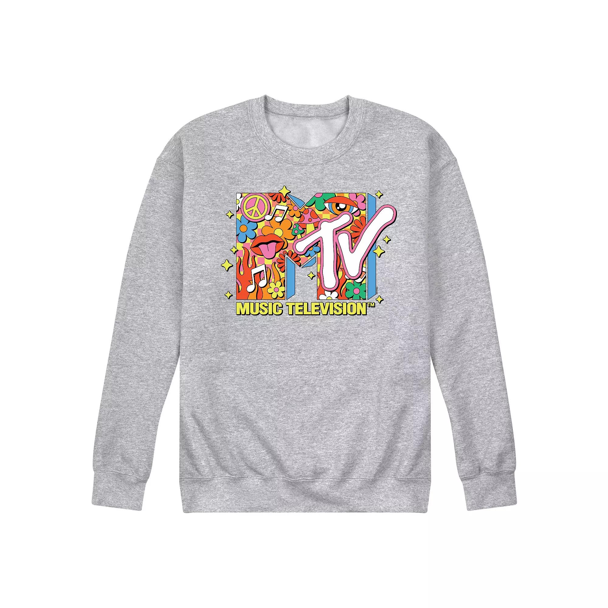 Men's MTV Retro Logo Collage Fleece Sweatshirt,  Product Image